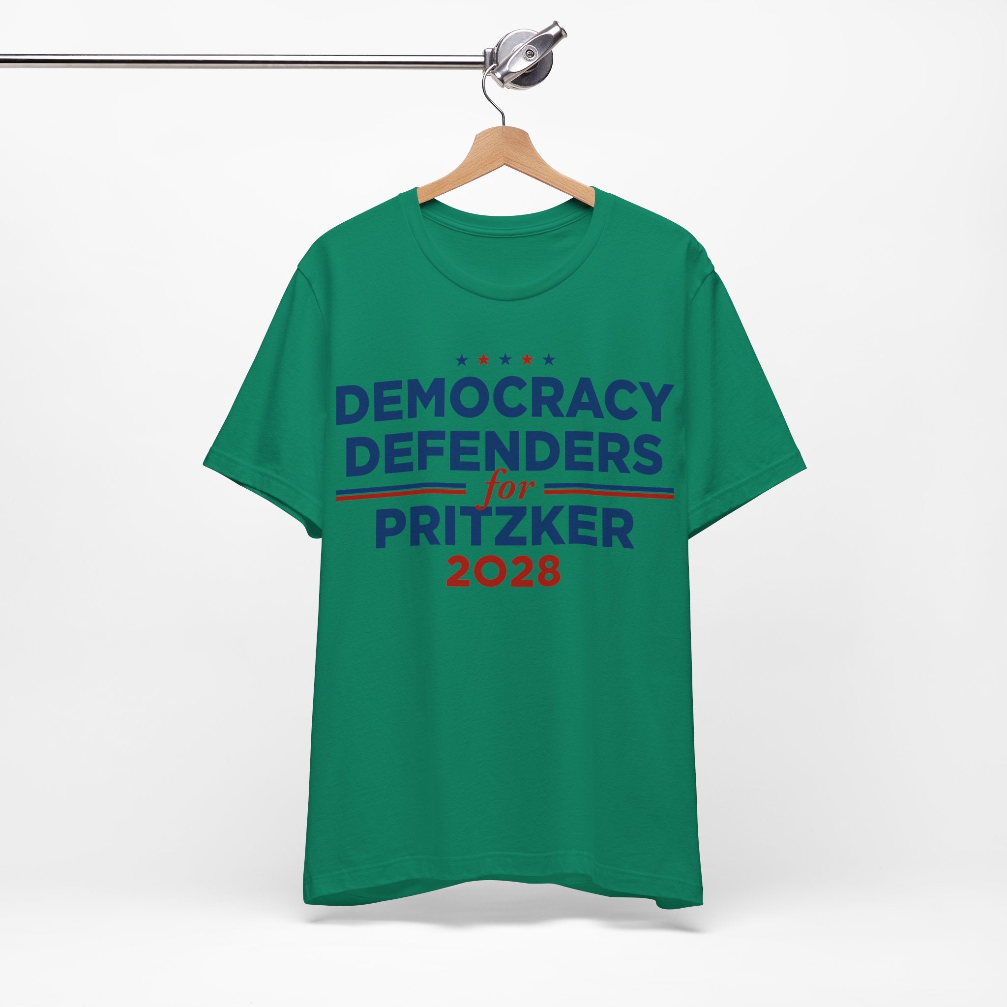 Democracy Defenders for Pritzker 2028 T-Shirt | Bella+Canvas 3001 Political Graphic Tee