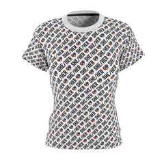 She/Her Pride Pattern Women’s T-Shirt | All-Over Print Pronoun Tee