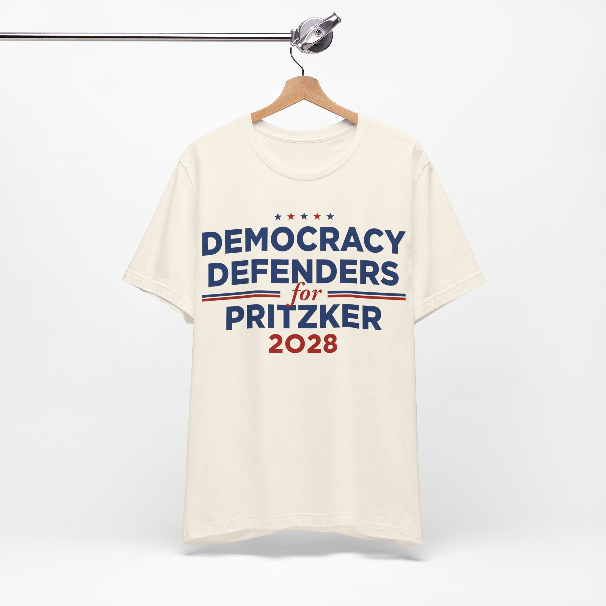 Democracy Defenders for Pritzker 2028 T-Shirt | Bella+Canvas 3001 Political Graphic Tee