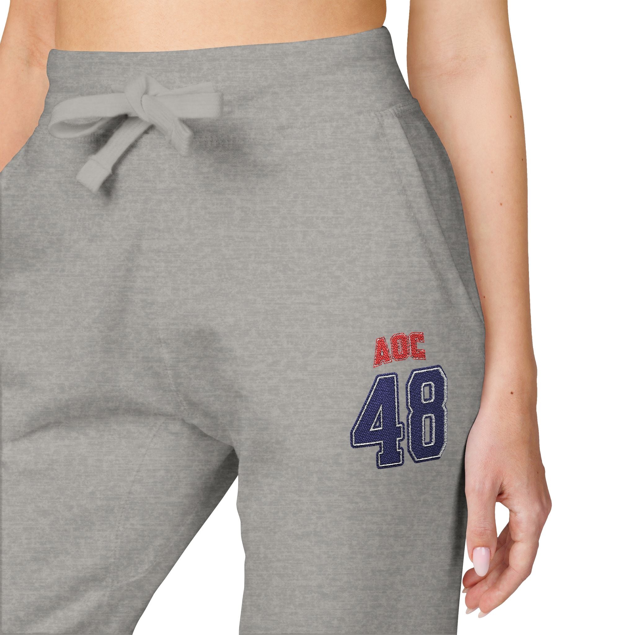 Embroidered Team AOC for 48th President Fleece Sweatpants — Casual Cozy Joggers
