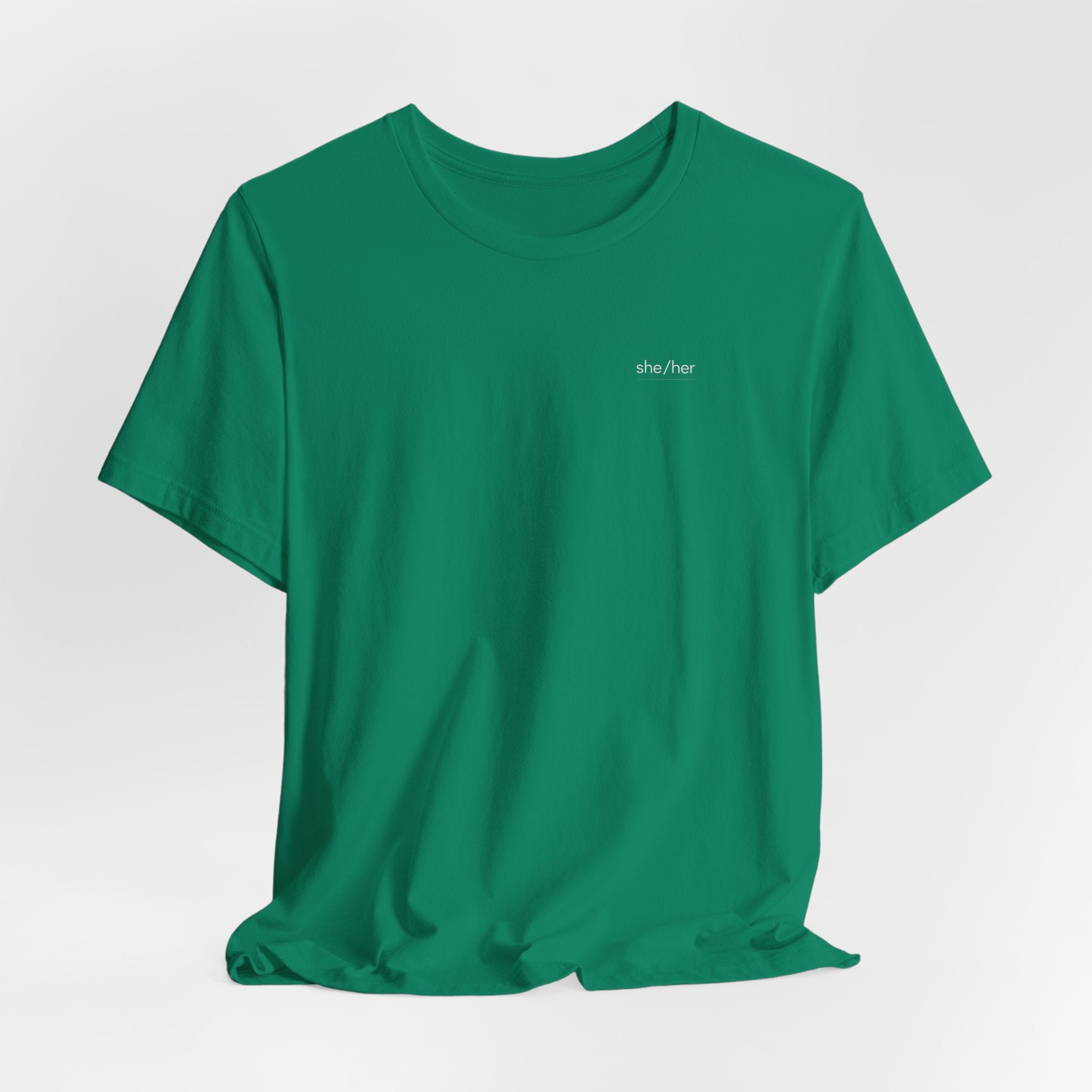 she/her Pronoun T-Shirt – Minimalist Underlined Chest Graphic Tee