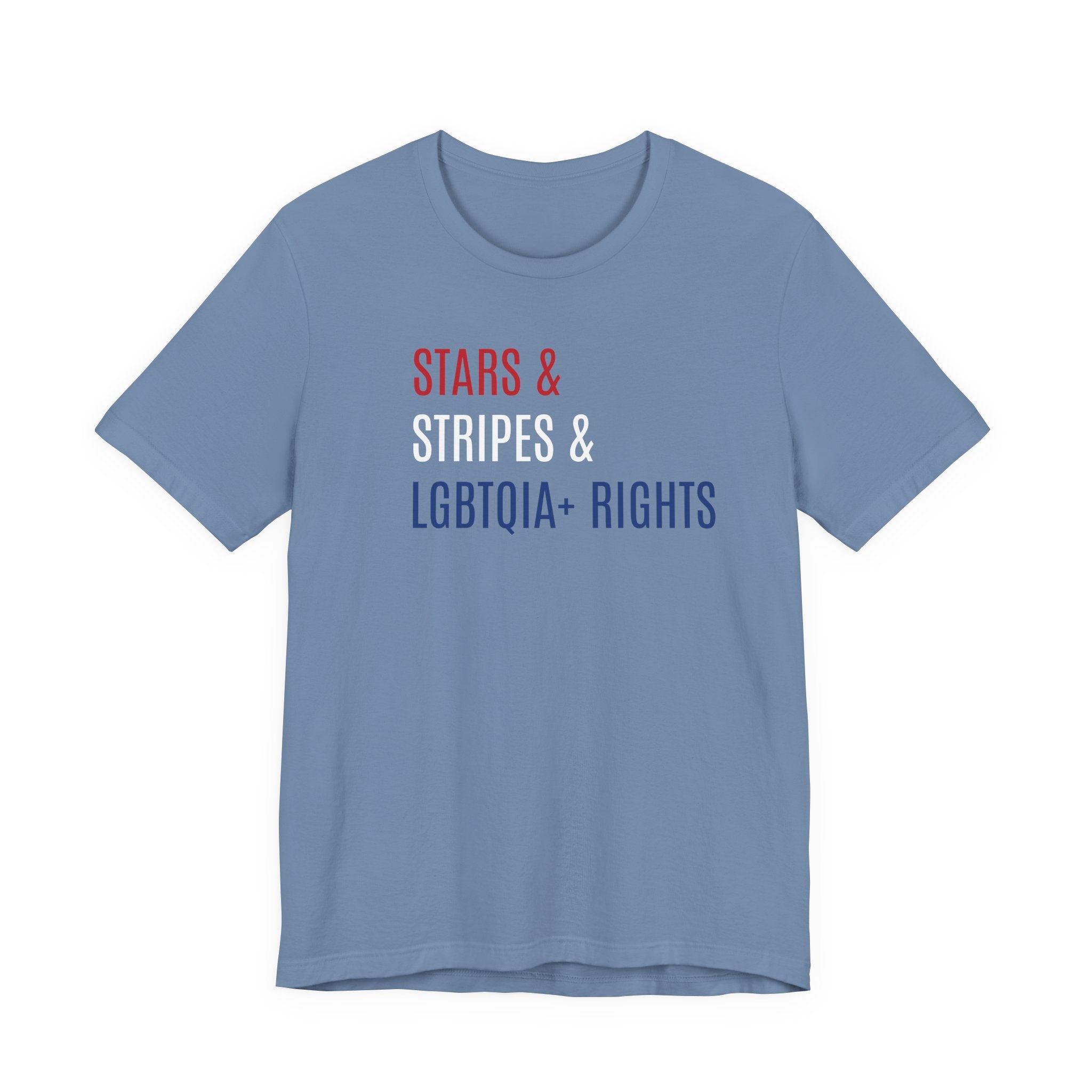 Stars, Stripes, LGBTQIA+ Rights Unisex T-Shirt - Red White Blue Patriotic Shirt - Gay Trans Non-Binary Progressive Shirt