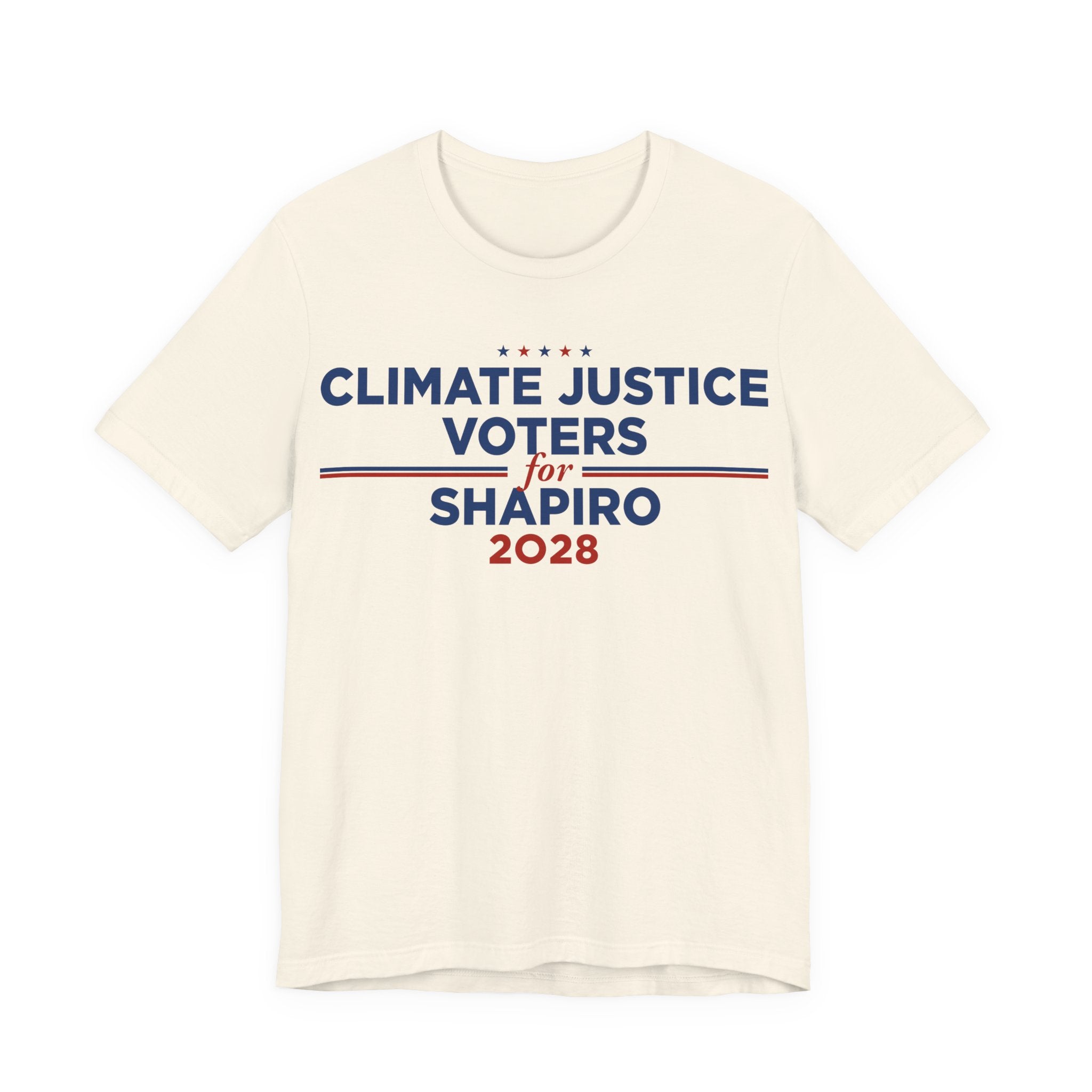 Climate Justice Voters for Shapiro 2028 T-Shirt | Bella+Canvas 3001 Political Graphic Tee