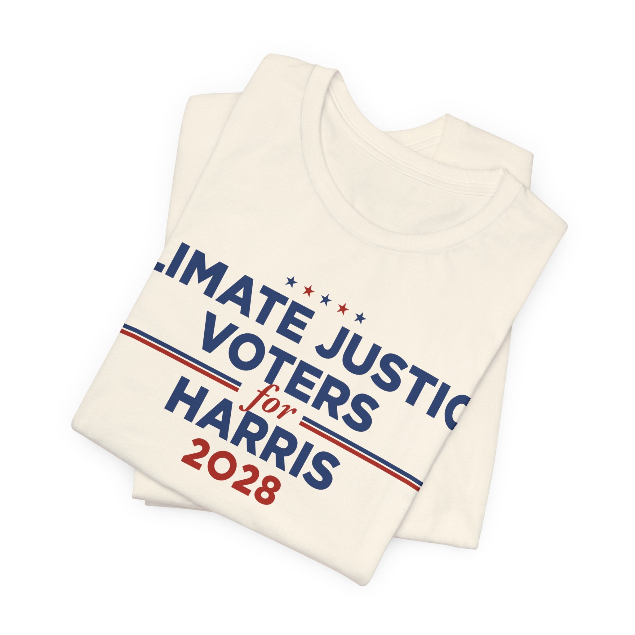 Climate Justice Voters for Harris 2028 T-Shirt | Bella+Canvas 3001 Political Graphic Tee