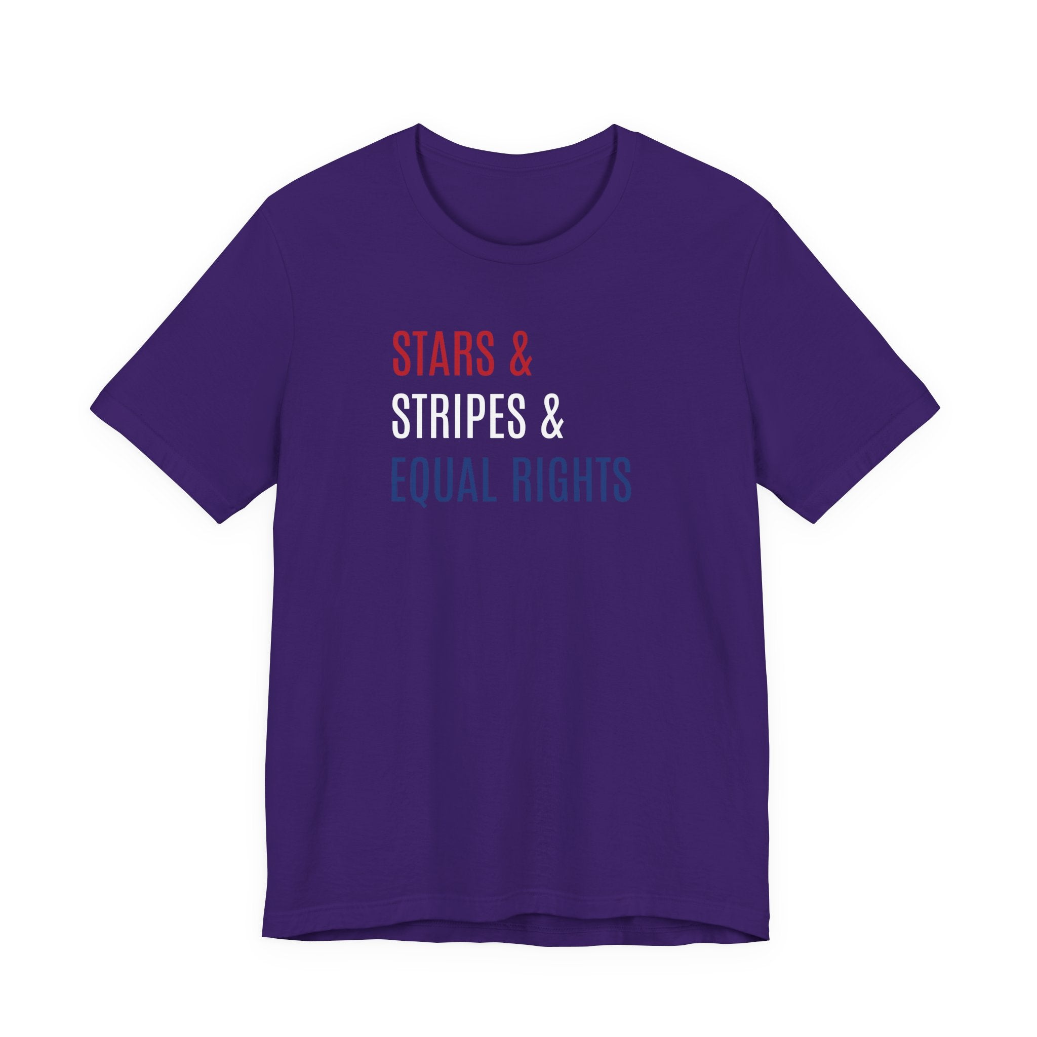 Stars, Stripes, Equal Rights T-Shirt - Red White Blue Patriotic Shirt - Progressive Politics - Women, Immigrants, BIPOC