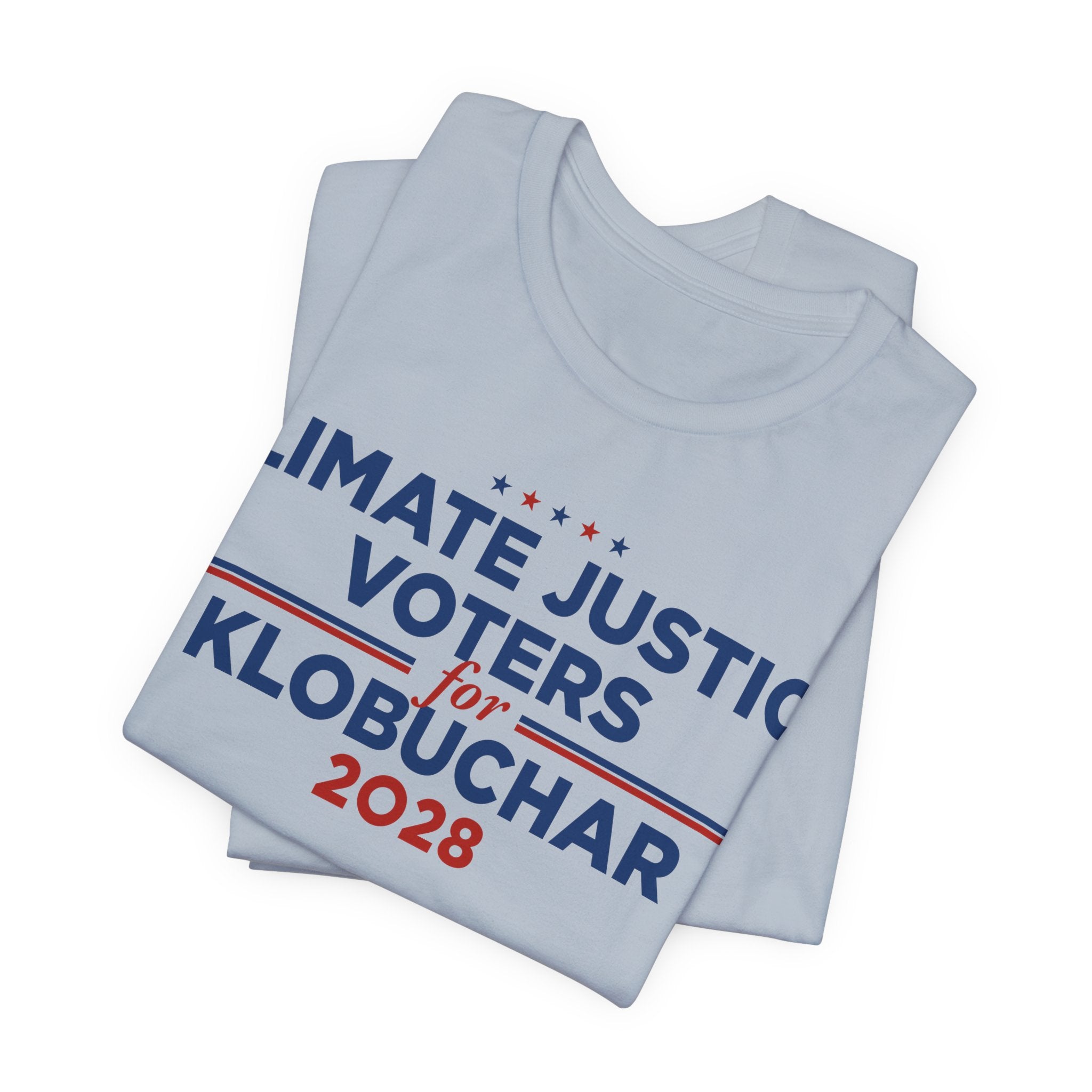 Climate Justice Voters for Klobuchar 2028 T-Shirt | Bella+Canvas 3001 Political Graphic Tee