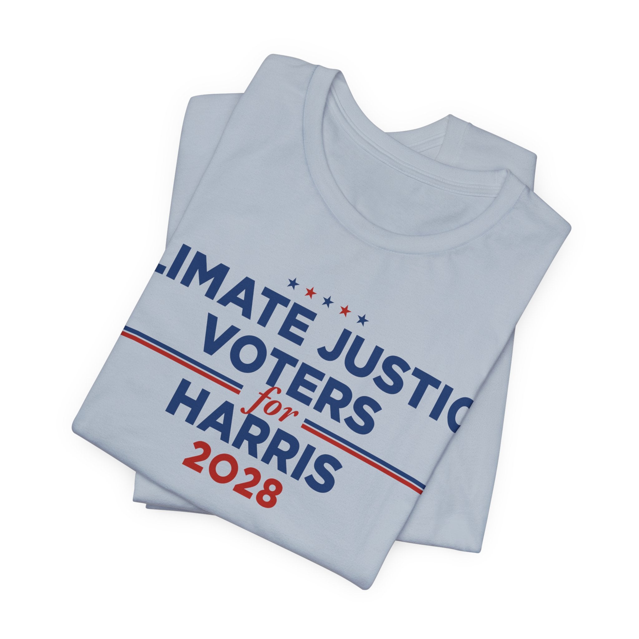 Climate Justice Voters for Harris 2028 T-Shirt | Bella+Canvas 3001 Political Graphic Tee