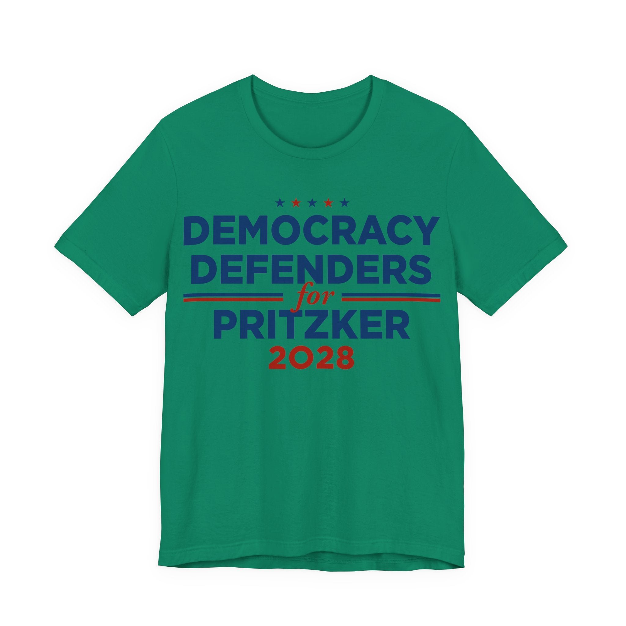 Democracy Defenders for Pritzker 2028 T-Shirt | Bella+Canvas 3001 Political Graphic Tee
