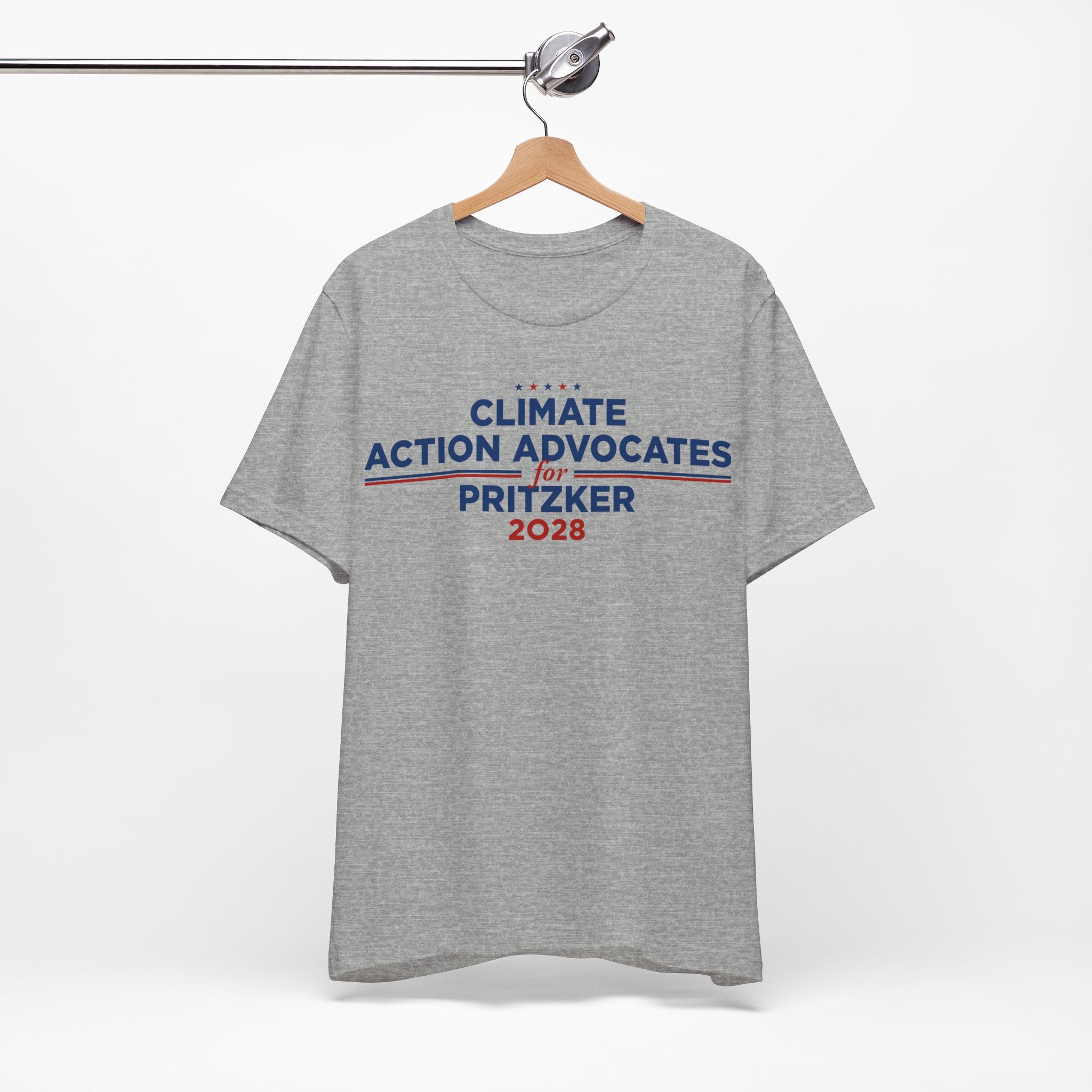 Climate Action Advocates for Pritzker 2028 T-Shirt | Bella+Canvas 3001 Political Graphic Tee