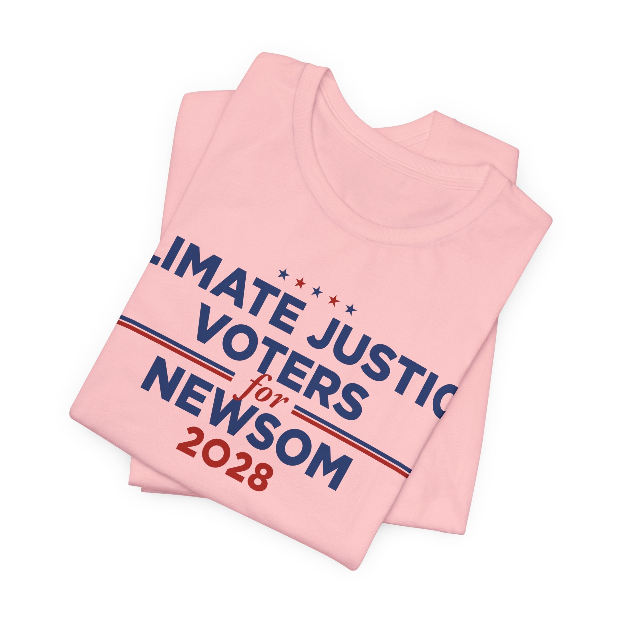 Climate Justice Voters for Newsom 2028 T-Shirt | Bella+Canvas 3001 Political Graphic Tee