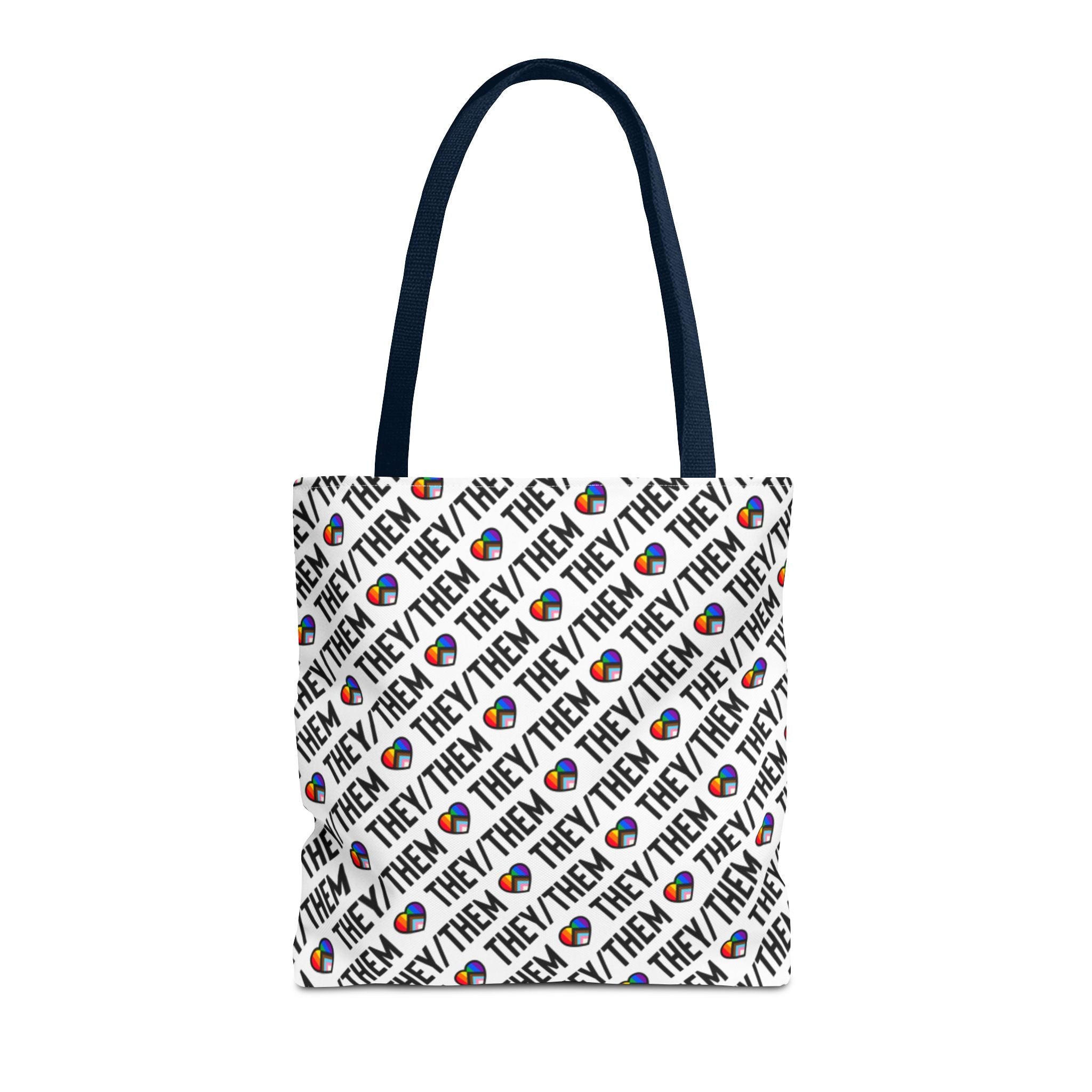 They/Them Pride Pattern Tote Bag | All-Over Print Pronoun Carryall