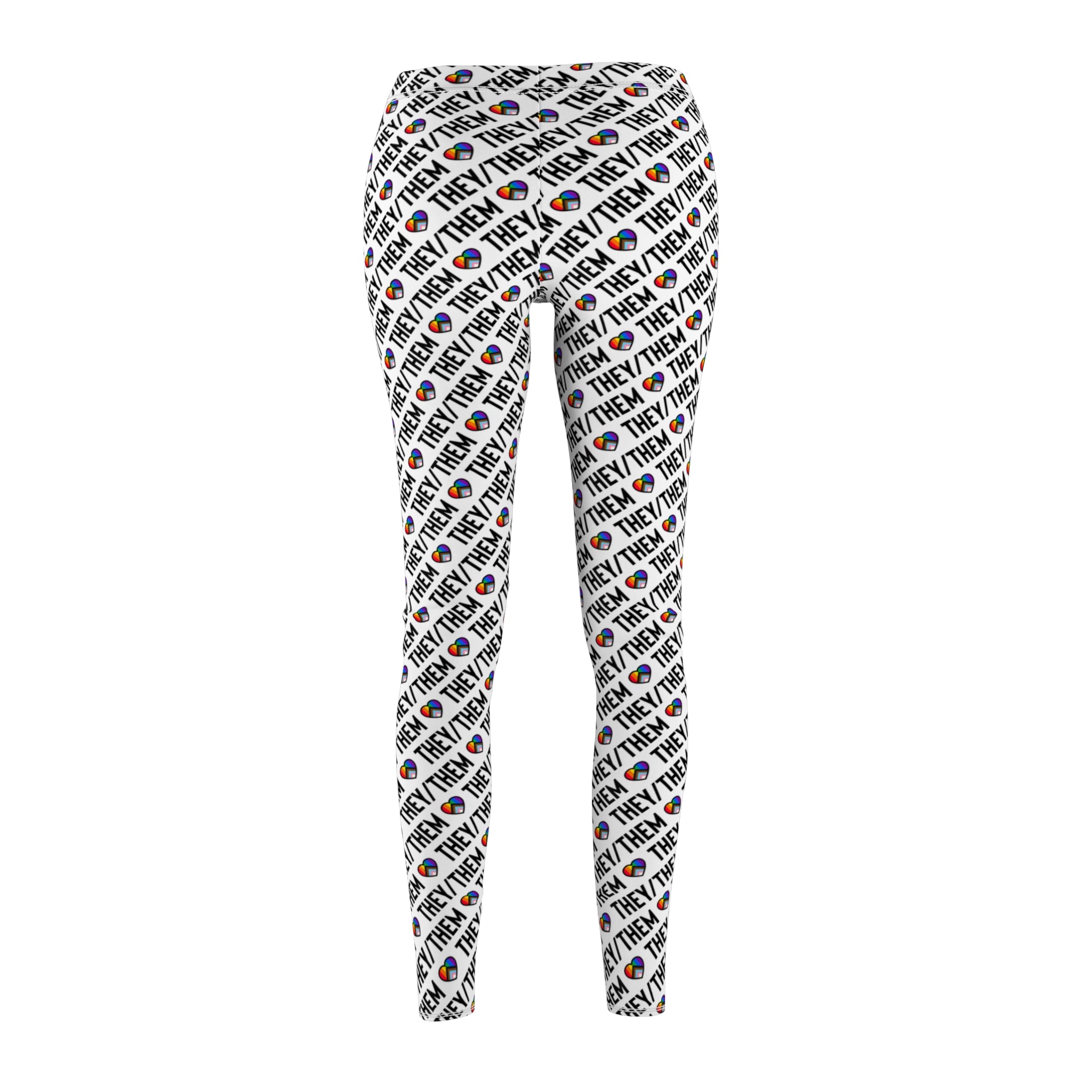 They/Them Pride Pattern Leggings | All-Over Print Pronoun Leggings