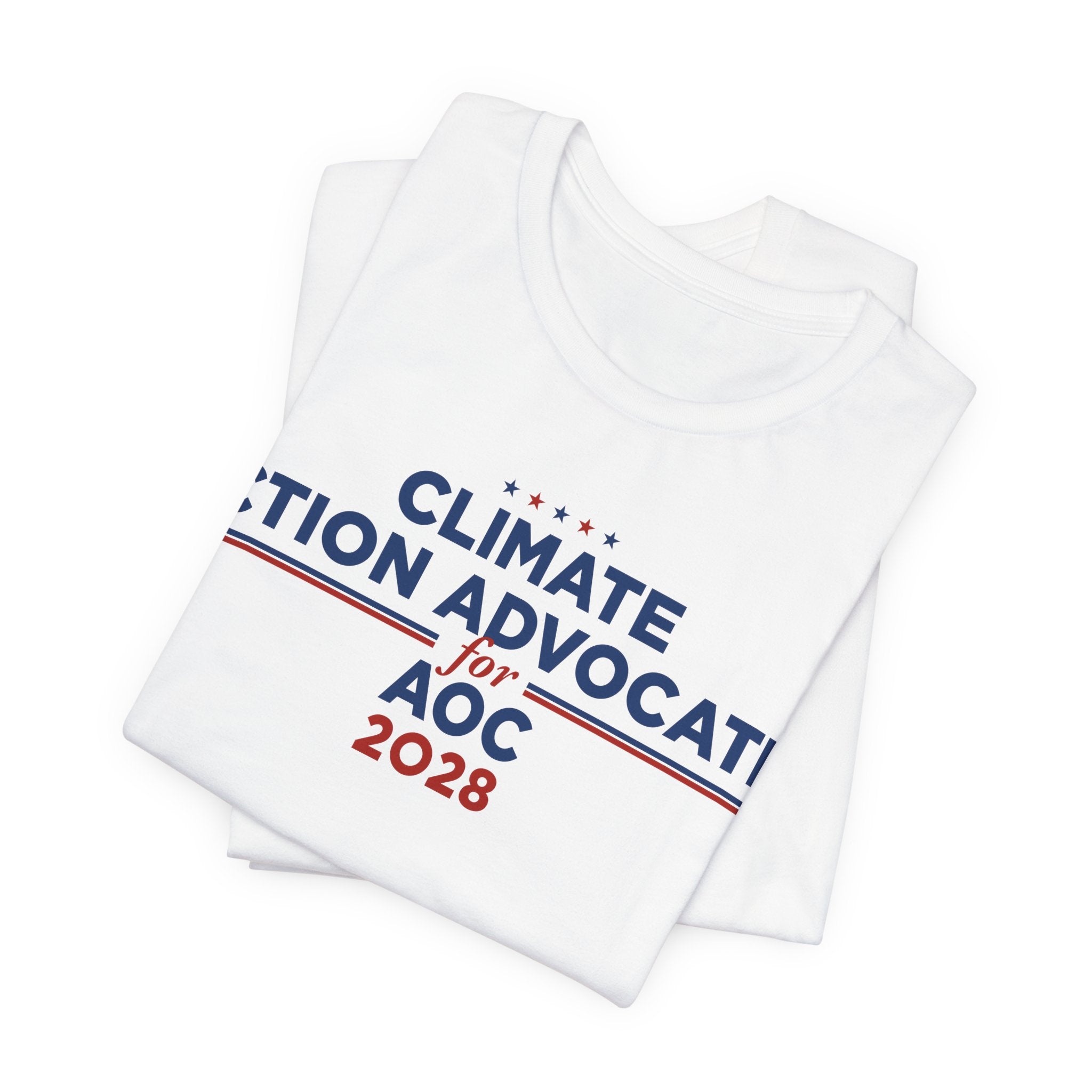 Climate Action Advocates for AOC 2028 T-Shirt | Bella+Canvas 3001 Political Graphic Tee