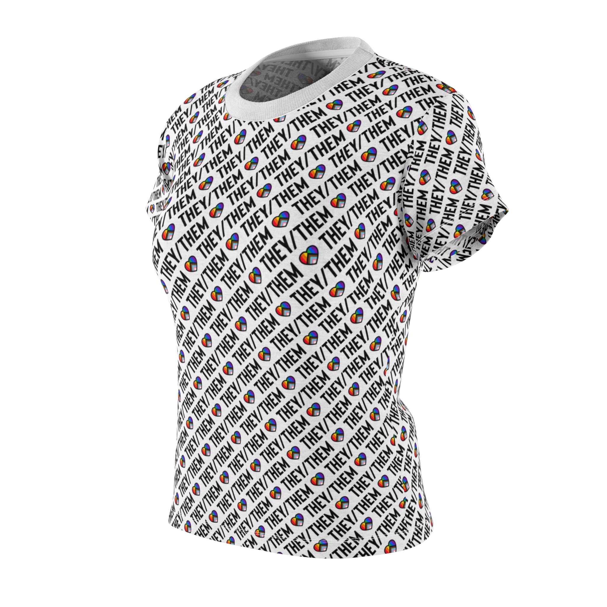 They/Them Pride Pattern Women’s T-Shirt | All-Over Print Pronoun Tee