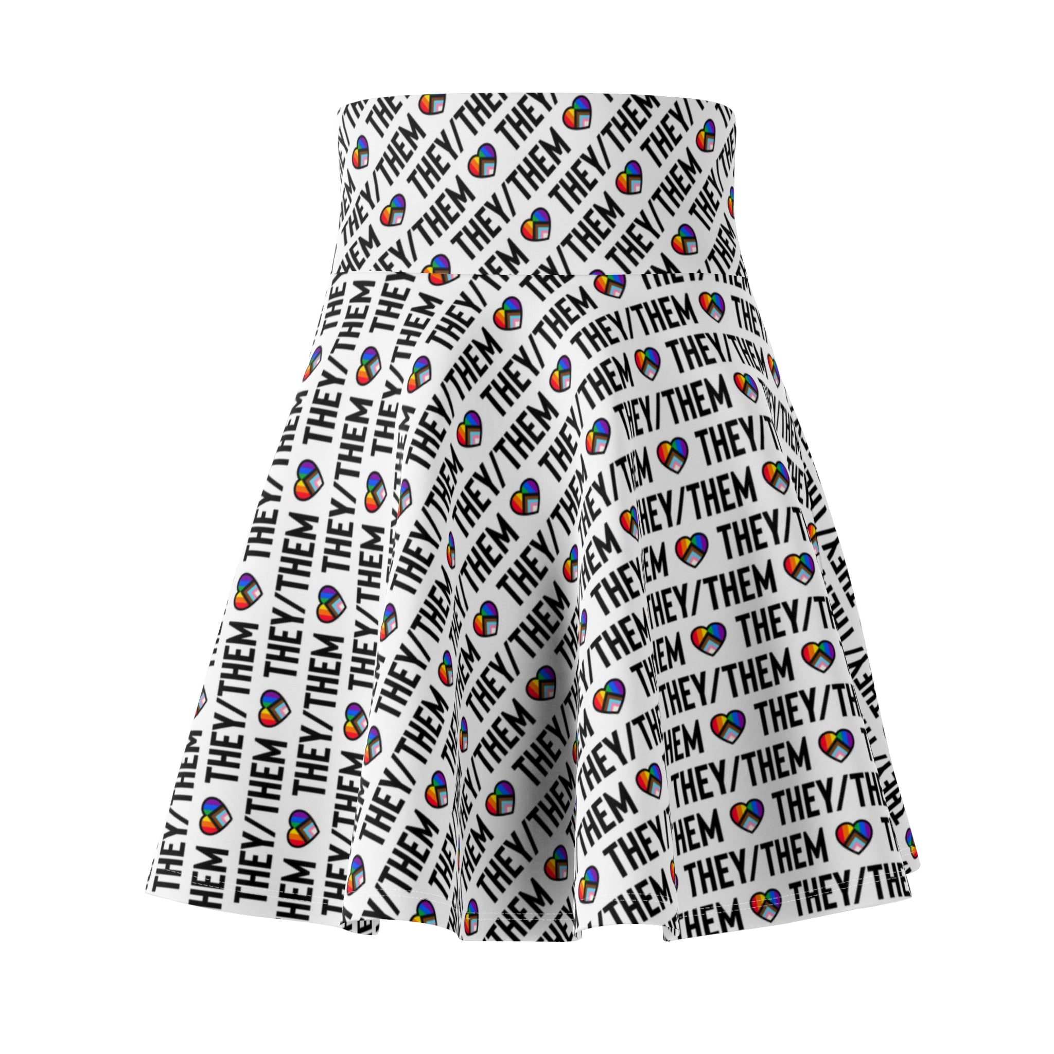 They/Them Pride Pattern Skater Skirt | All-Over Print Pronoun Skirt