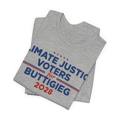 Climate Justice Voters for Buttigieg 2028 T-Shirt | Bella+Canvas 3001 Political Graphic Tee