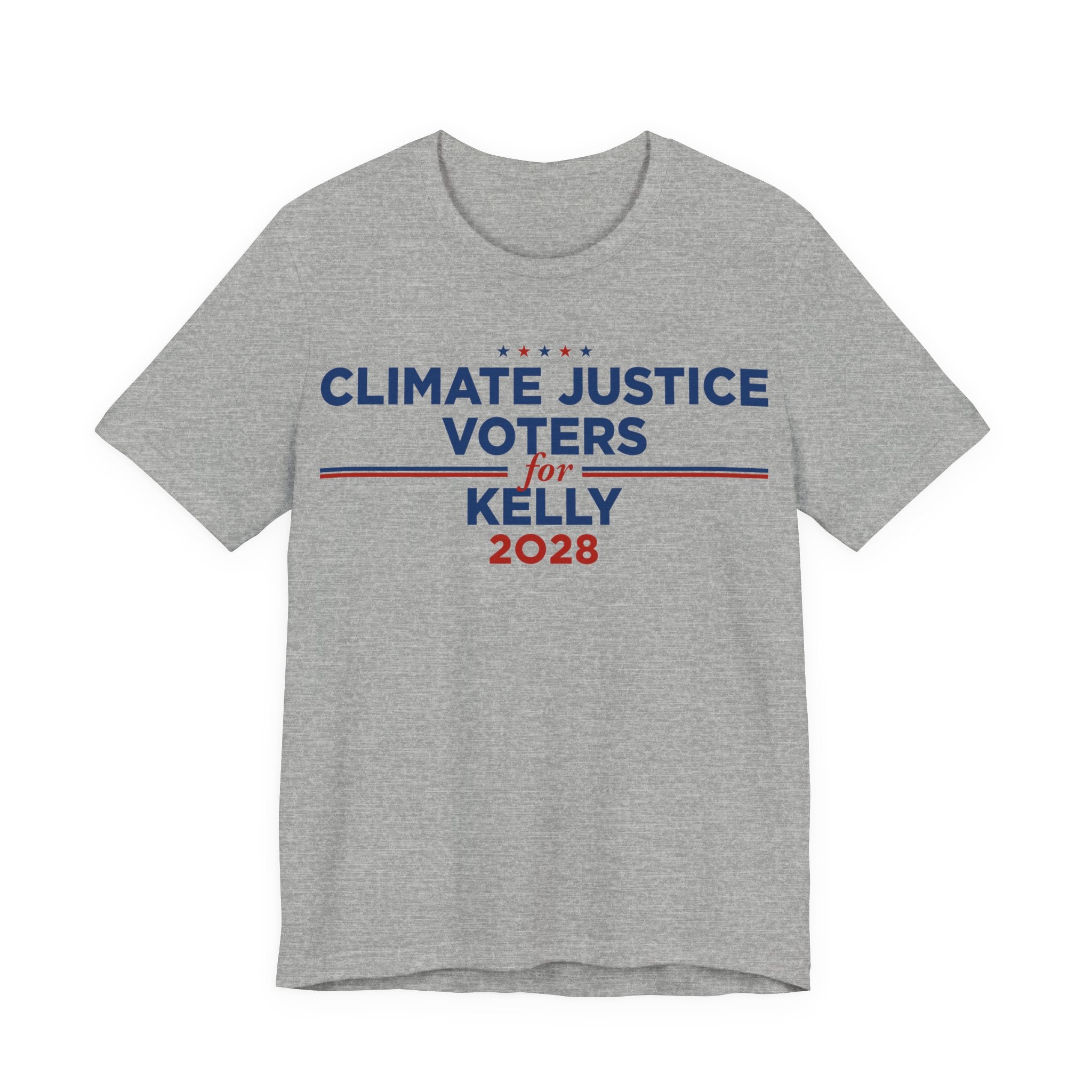 Climate Justice Voters for Kelly 2028 T-Shirt | Bella+Canvas 3001 Political Graphic Tee