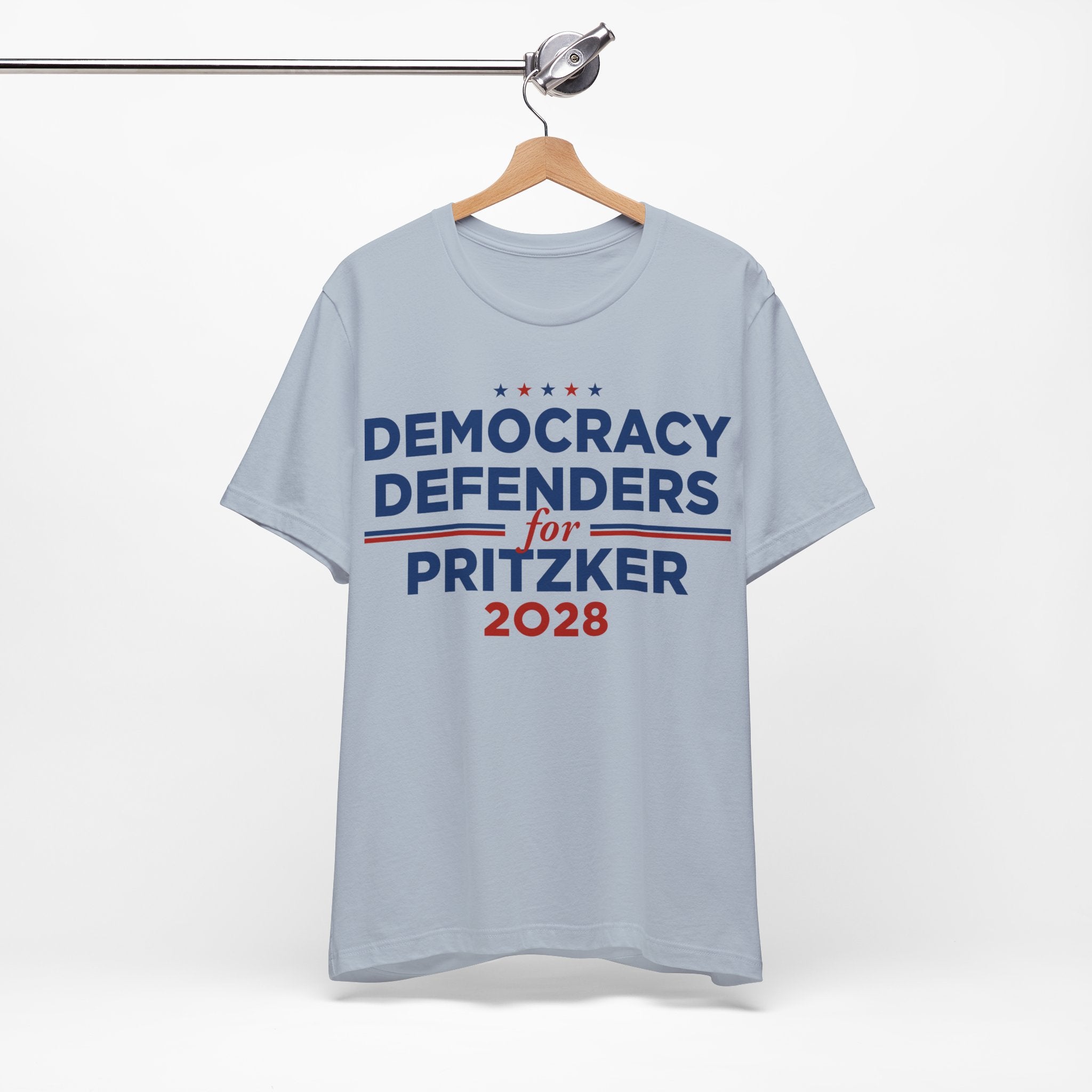 Democracy Defenders for Pritzker 2028 T-Shirt | Bella+Canvas 3001 Political Graphic Tee