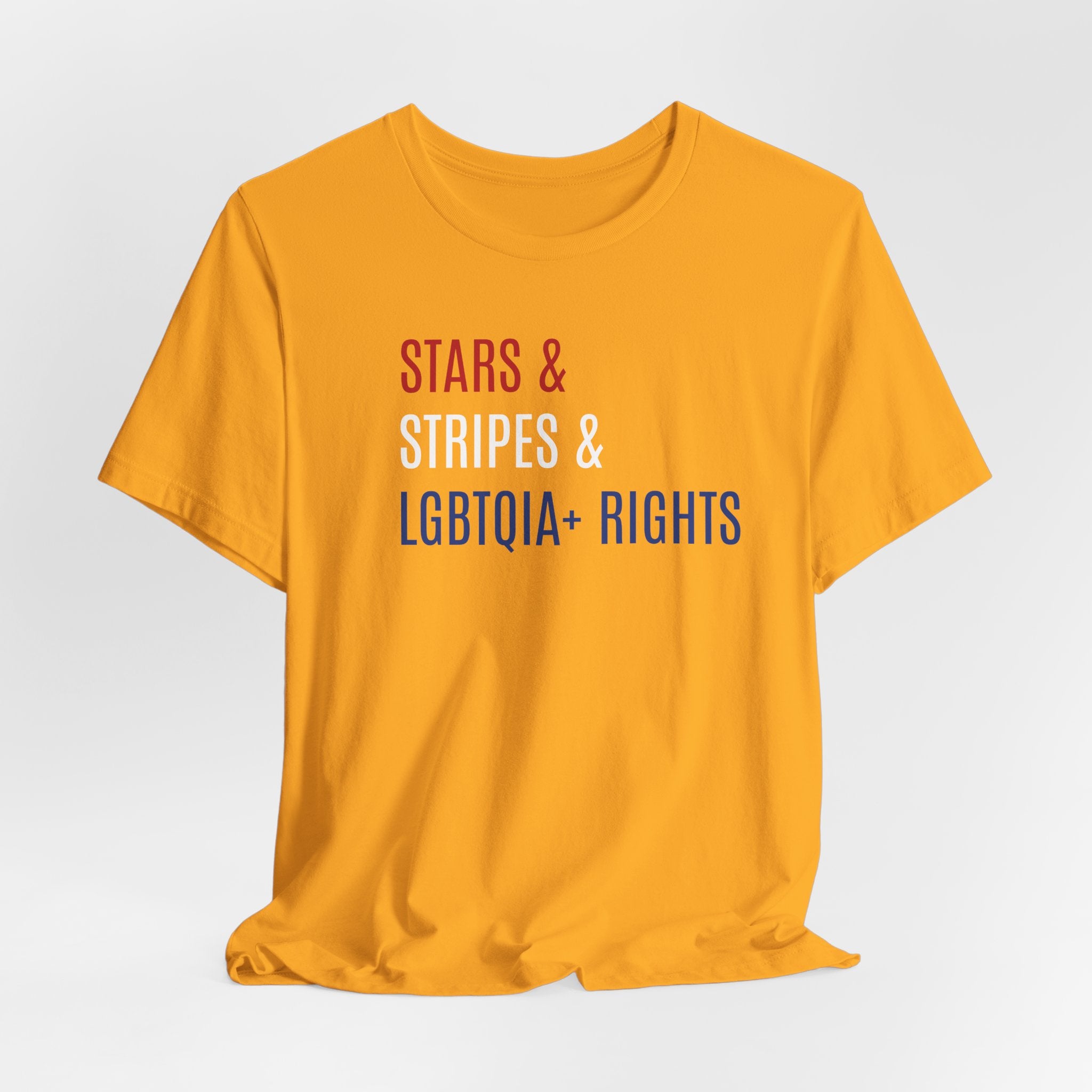 Stars, Stripes, LGBTQIA+ Rights Unisex T-Shirt - Red White Blue Patriotic Shirt - Gay Trans Non-Binary Progressive Shirt