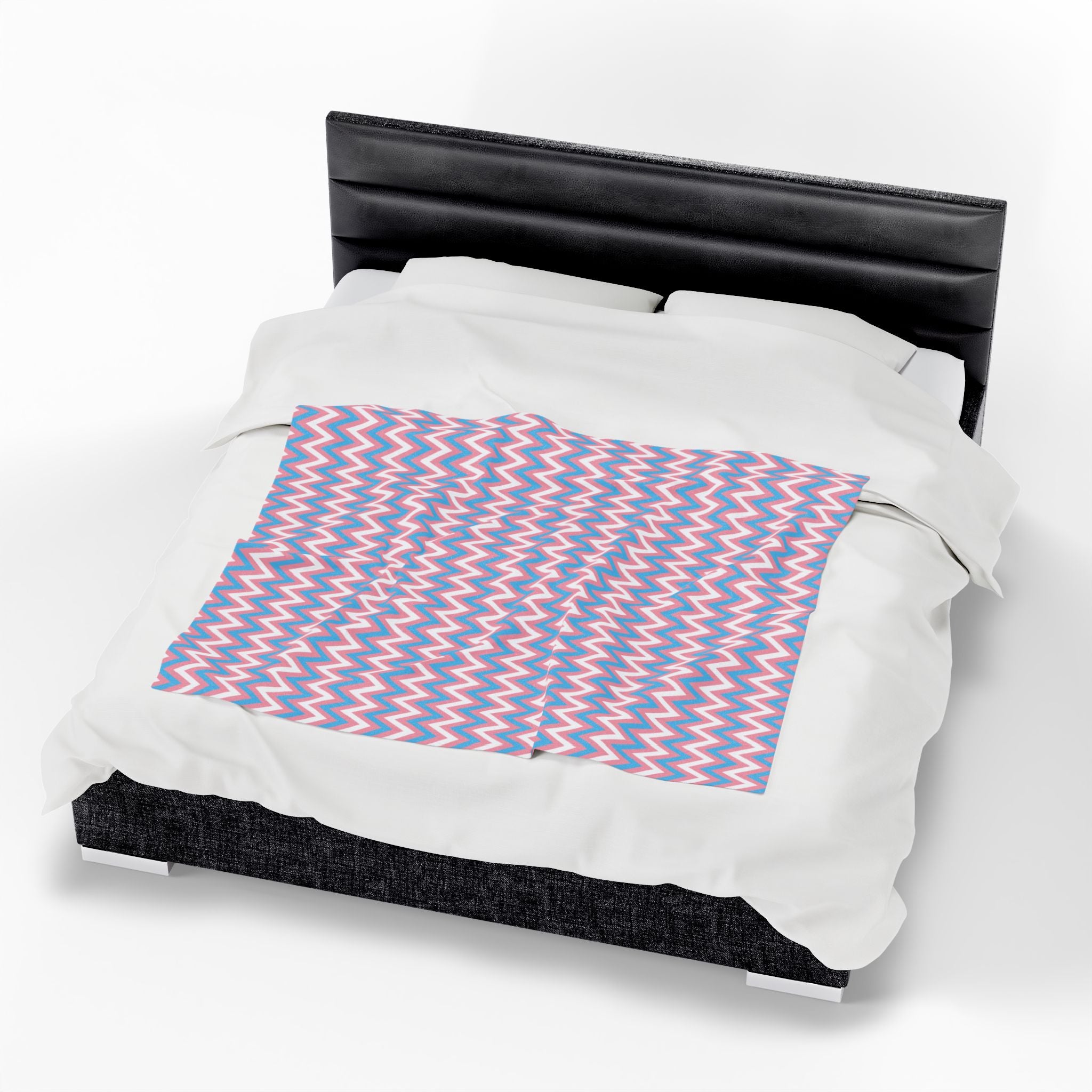Transgender Flag Chevron Pattern Velveteen Plush Blanket - Coming Out Christmas Pride Blue Pink White