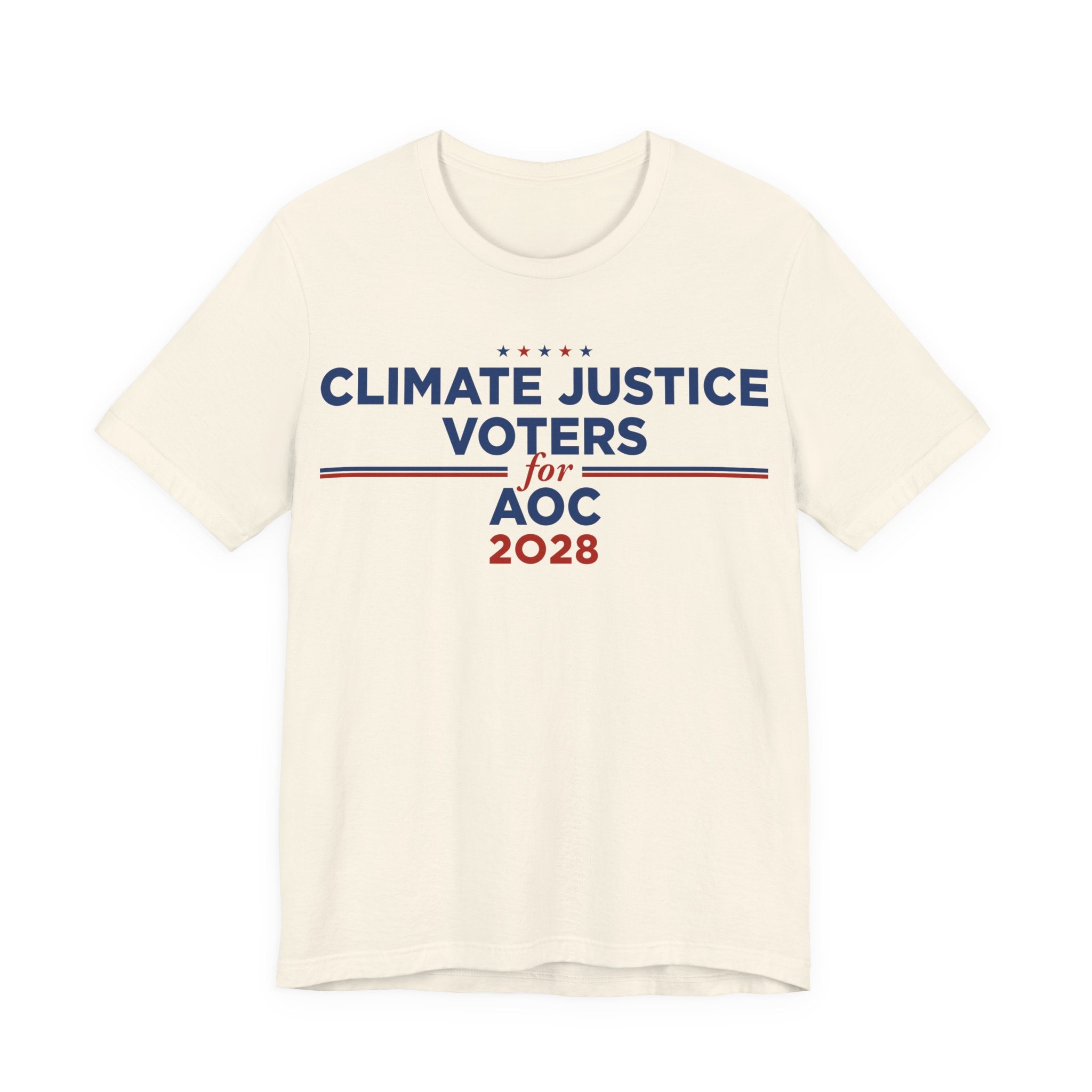 Climate Justice Voters for AOC 2028 T-Shirt | Bella+Canvas 3001 Political Graphic Tee