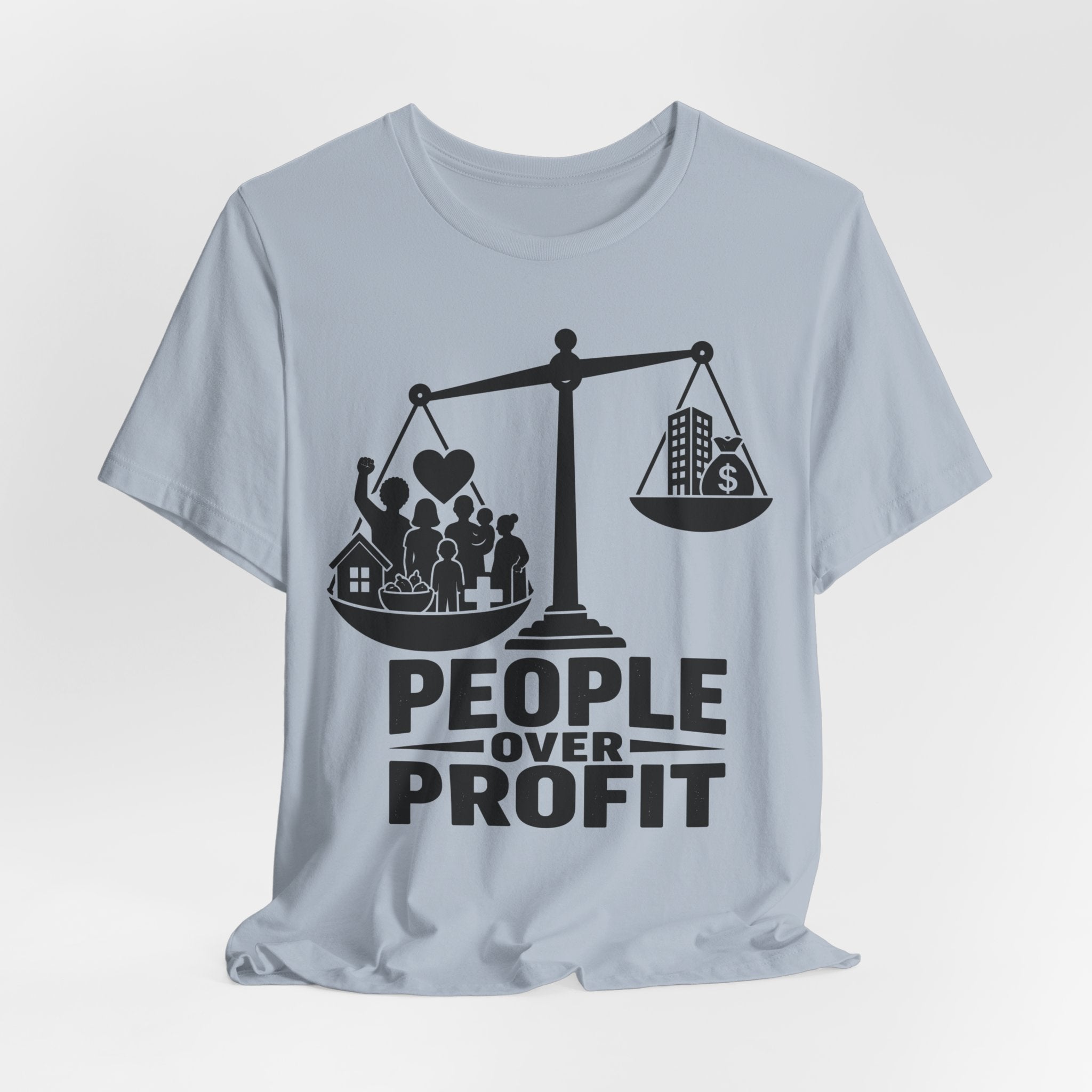 People Over Profit T-Shirt | Bella+Canvas 3001 Economic Justice Graphic Tee