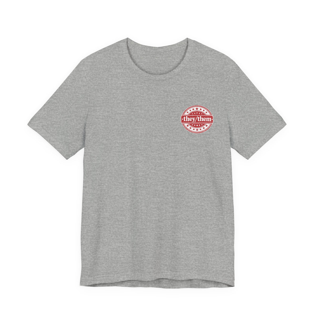 they/them Red Stamp Pronoun T-Shirt – Vintage Chest Graphic Tee