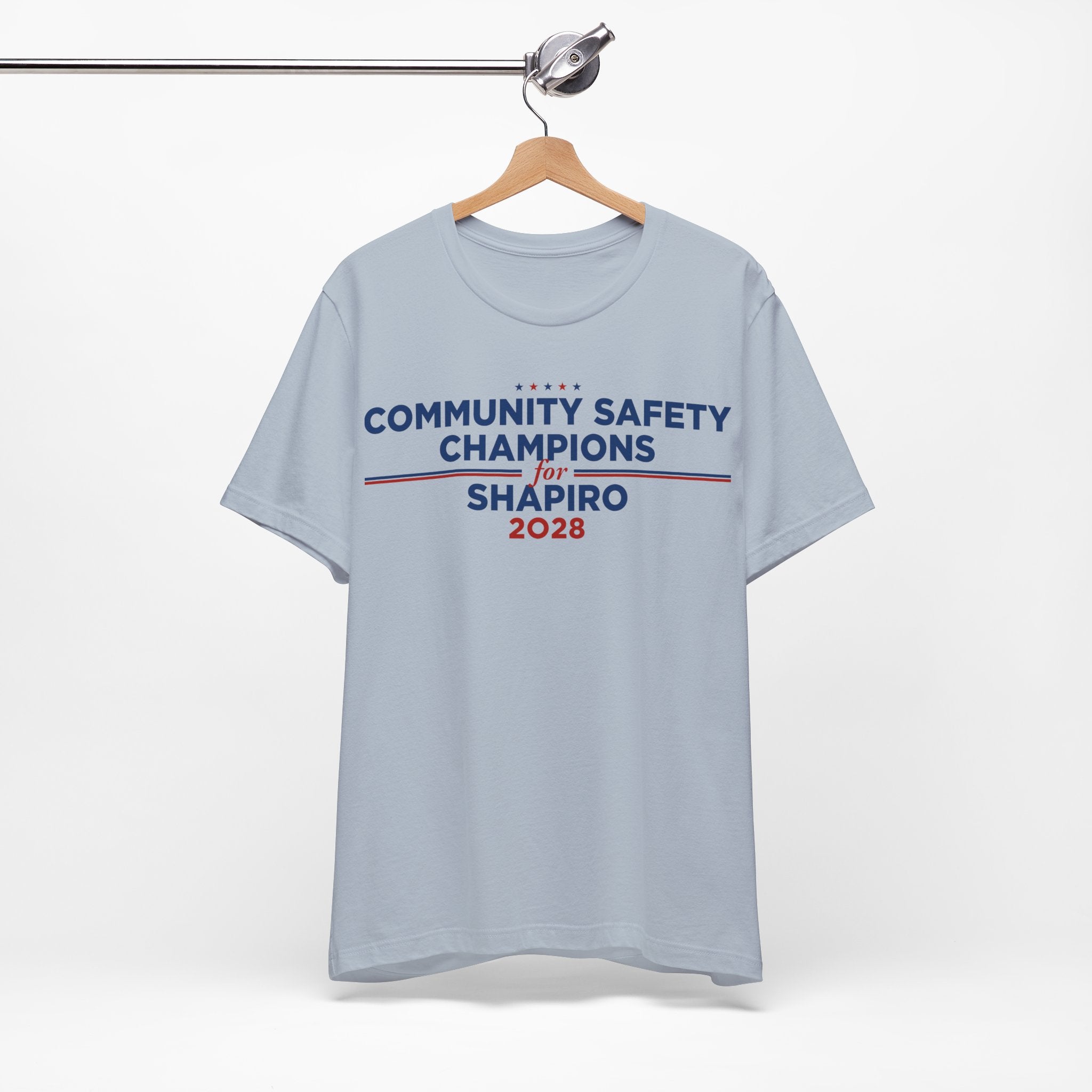 Community Safety Champions for Shapiro 2028 T-Shirt | Bella+Canvas 3001 Political Graphic Tee
