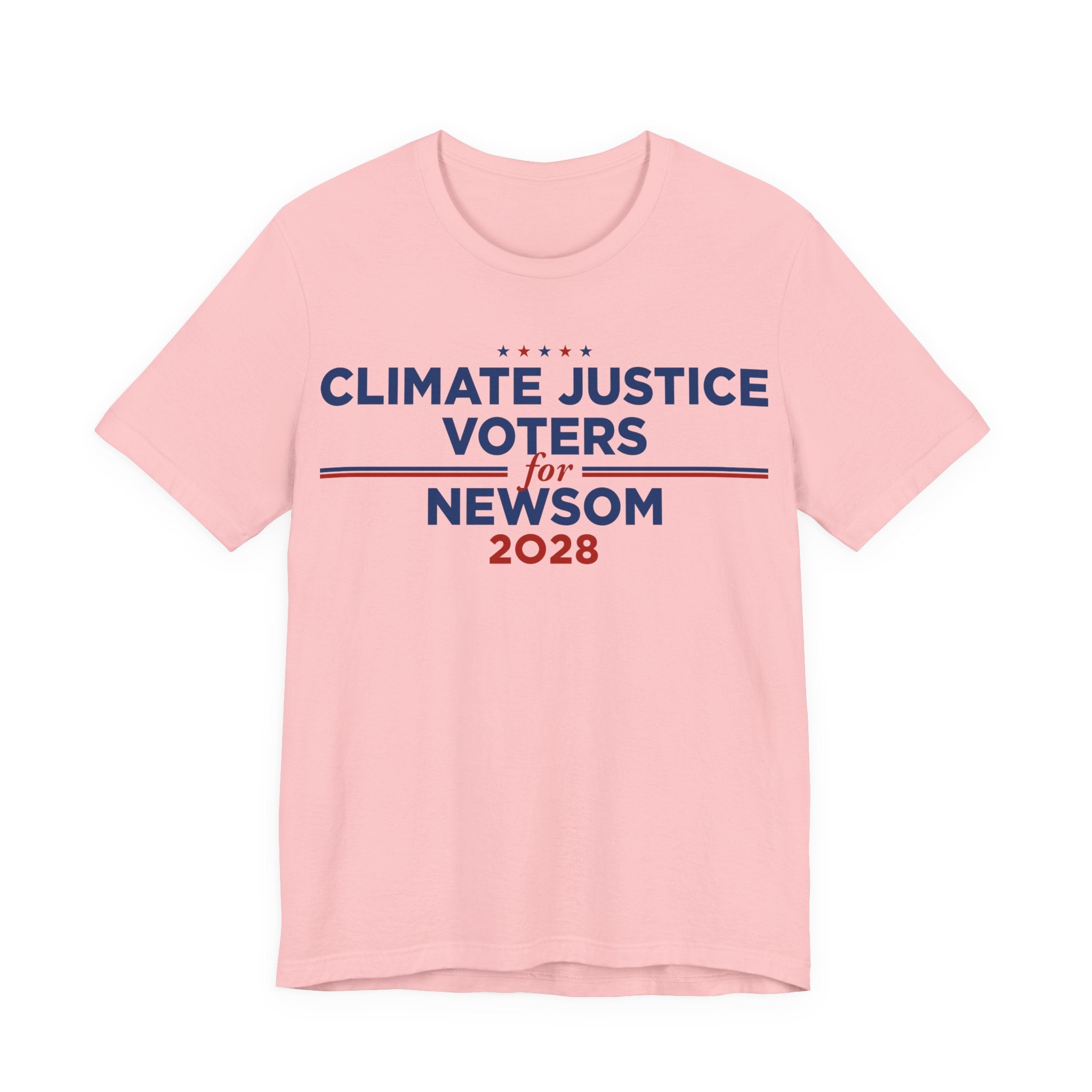 Climate Justice Voters for Newsom 2028 T-Shirt | Bella+Canvas 3001 Political Graphic Tee