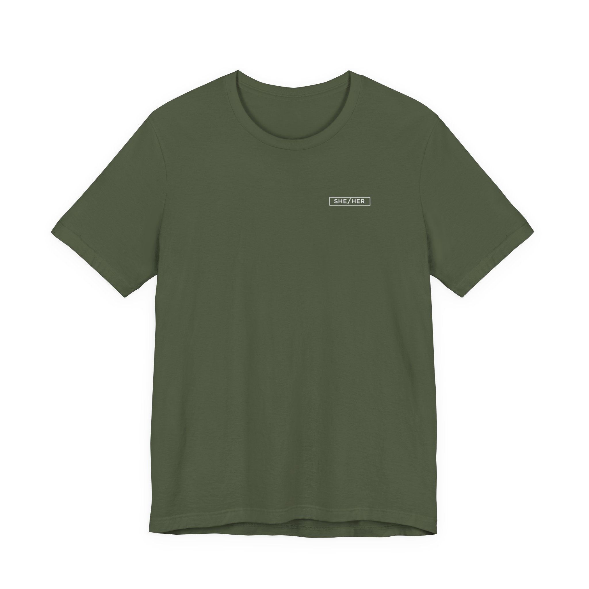 She/Her Pronoun T-Shirt – Minimalist Chest Graphic Tee