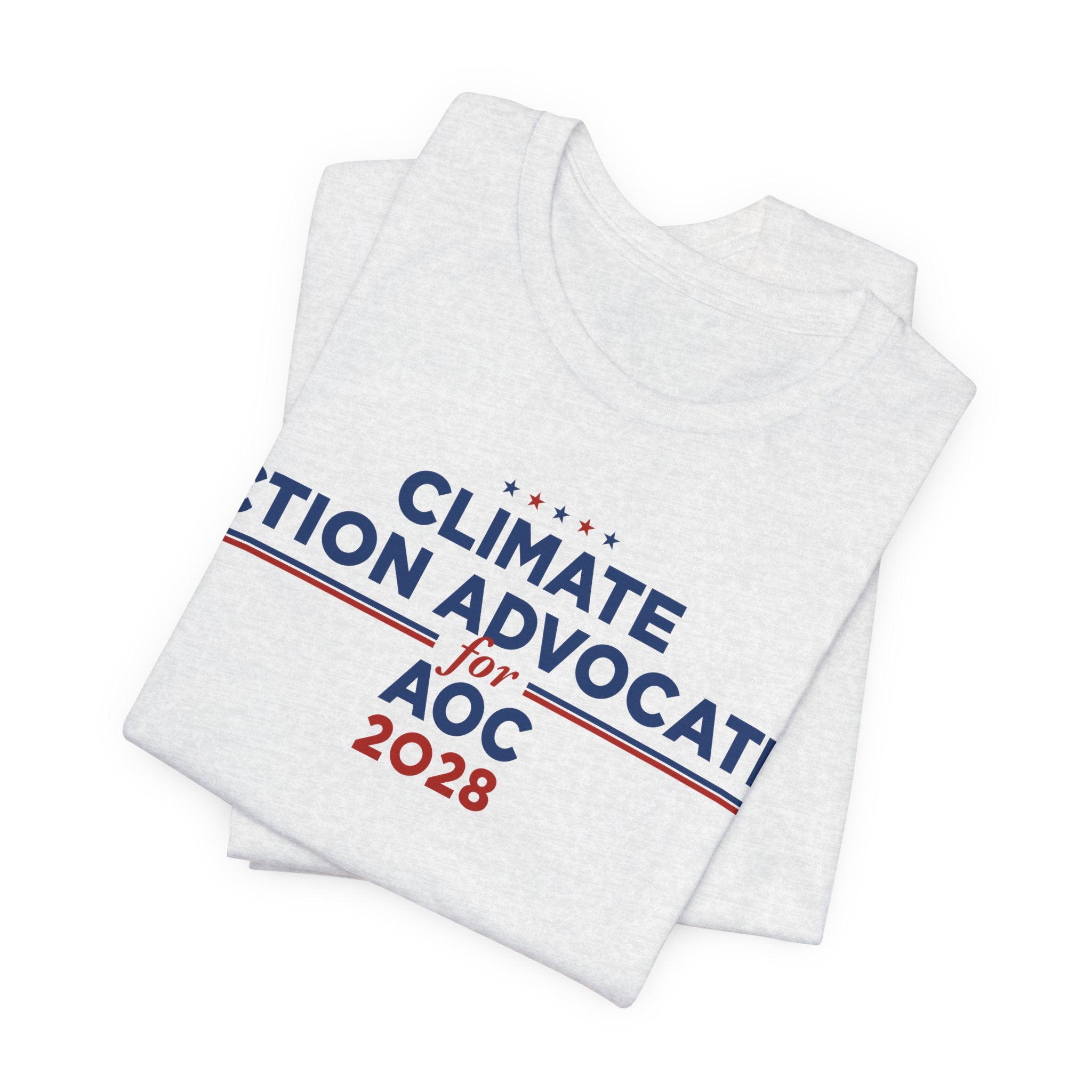 Climate Action Advocates for AOC 2028 T-Shirt | Bella+Canvas 3001 Political Graphic Tee