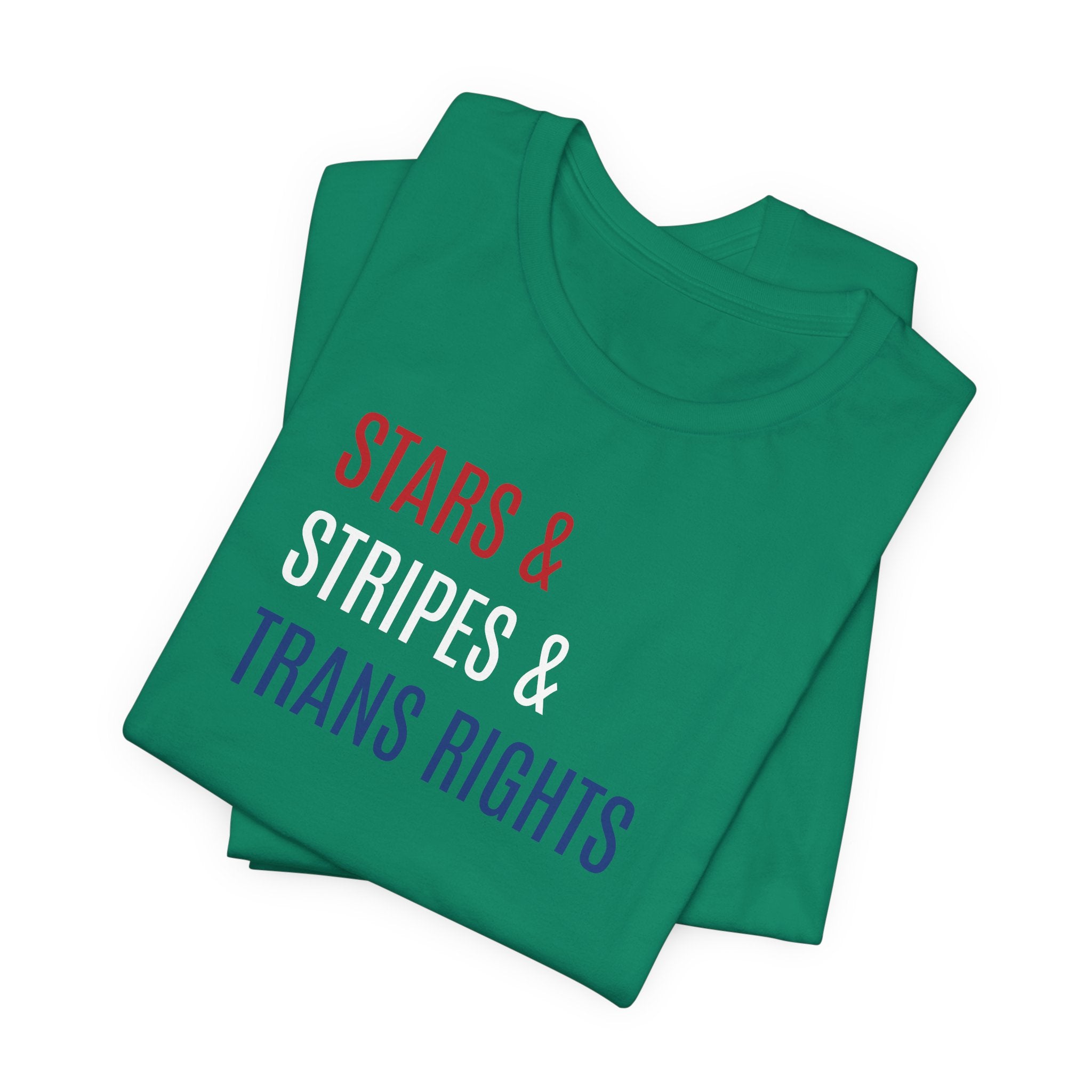Stars, Stripes, Trans Rights T-Shirt - Red White Blue Patriotic Shirt - LGBTQ - Transgender Tee