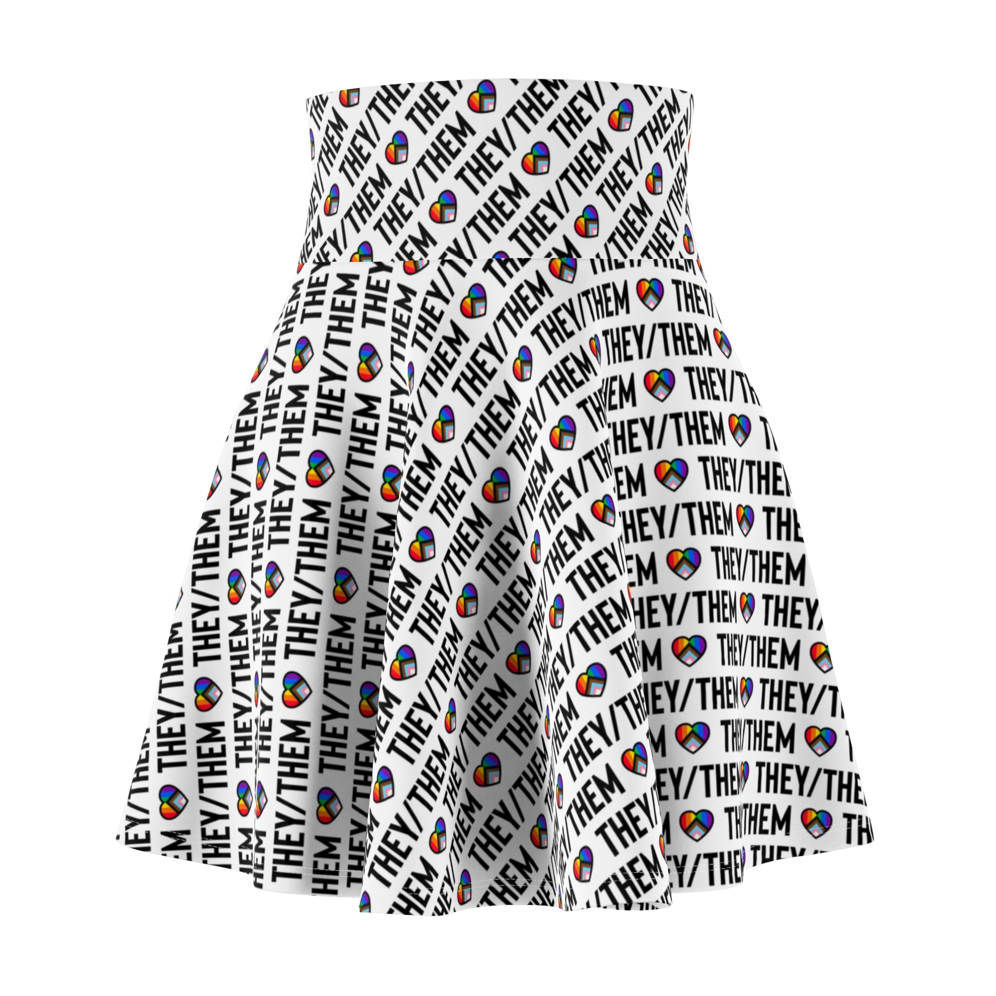They/Them Pride Pattern Skater Skirt | All-Over Print Pronoun Skirt