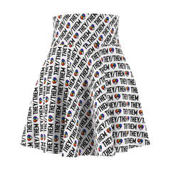 They/Them Pride Pattern Skater Skirt | All-Over Print Pronoun Skirt
