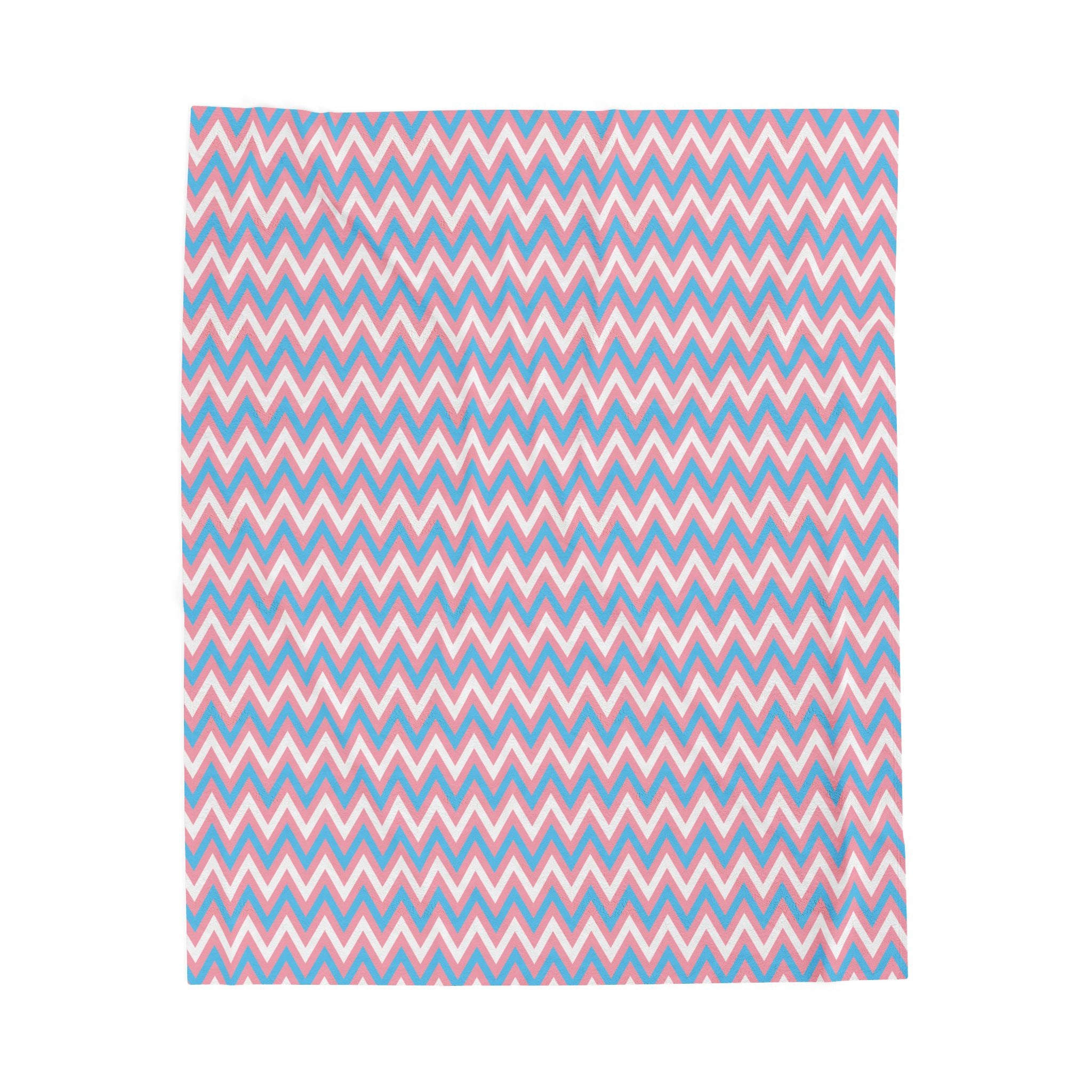 Transgender Flag Chevron Pattern Velveteen Plush Blanket - Coming Out Christmas Pride Blue Pink White