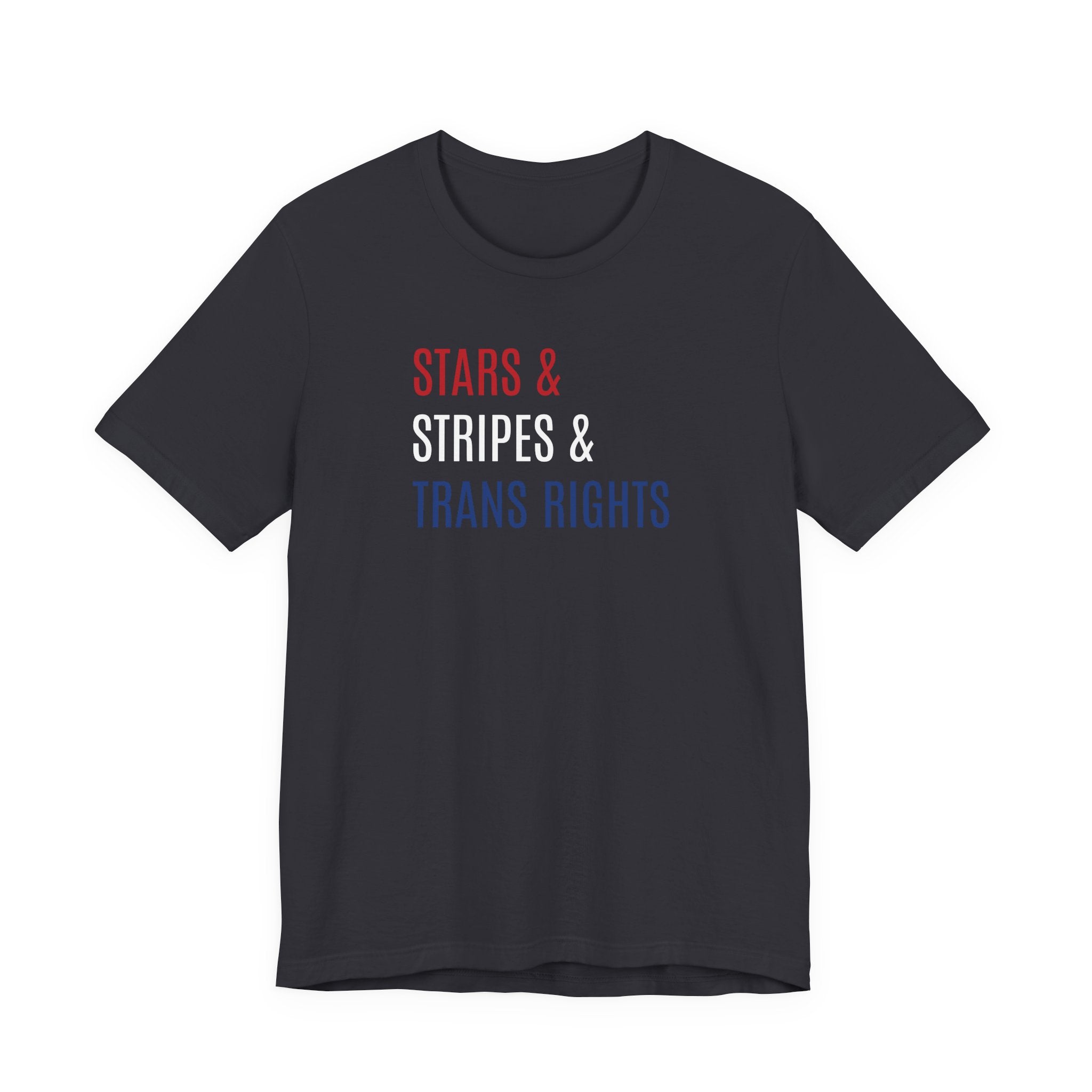 Stars, Stripes, Trans Rights T-Shirt - Red White Blue Patriotic Shirt - LGBTQ - Transgender Tee