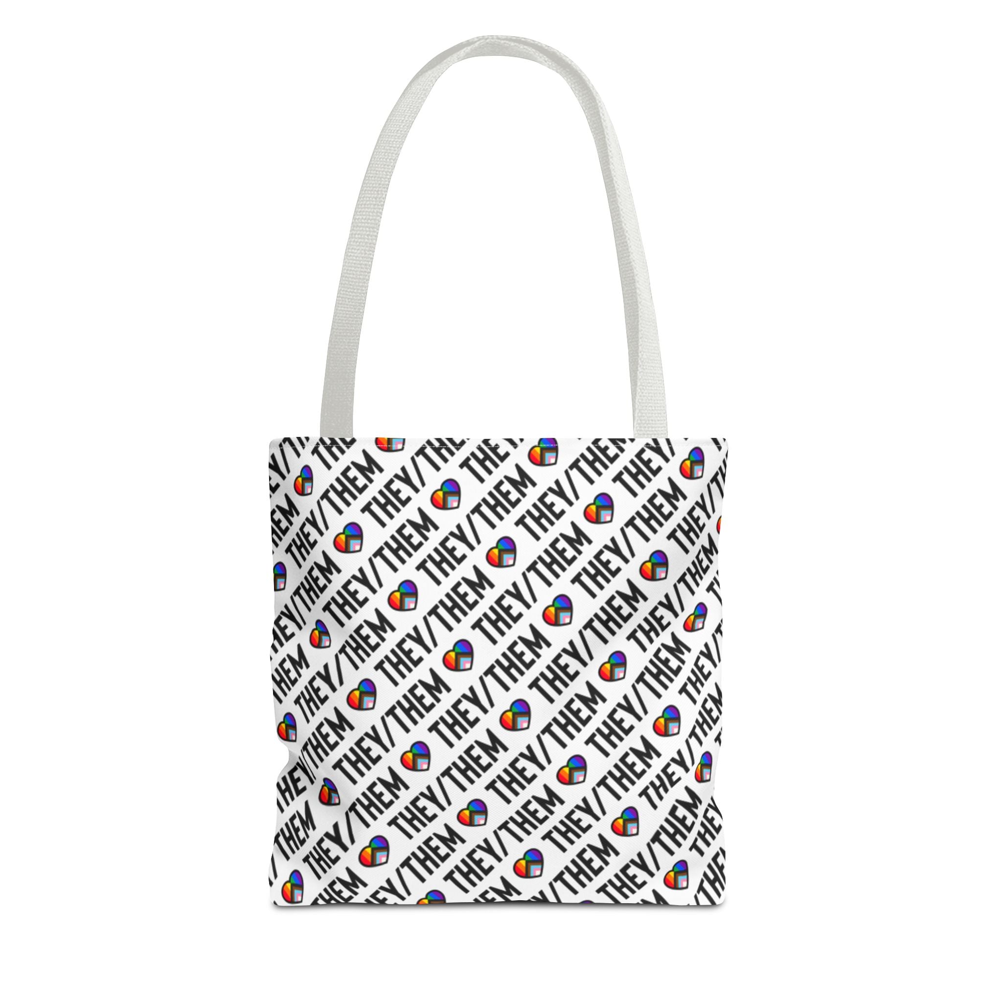 They/Them Pride Pattern Tote Bag | All-Over Print Pronoun Carryall