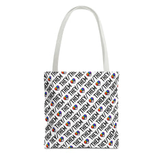 They/Them Pride Pattern Tote Bag | All-Over Print Pronoun Carryall
