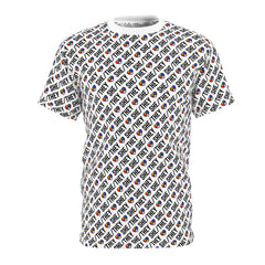 She/They Pride Pattern T-Shirt | All-Over Print Pronoun Tee