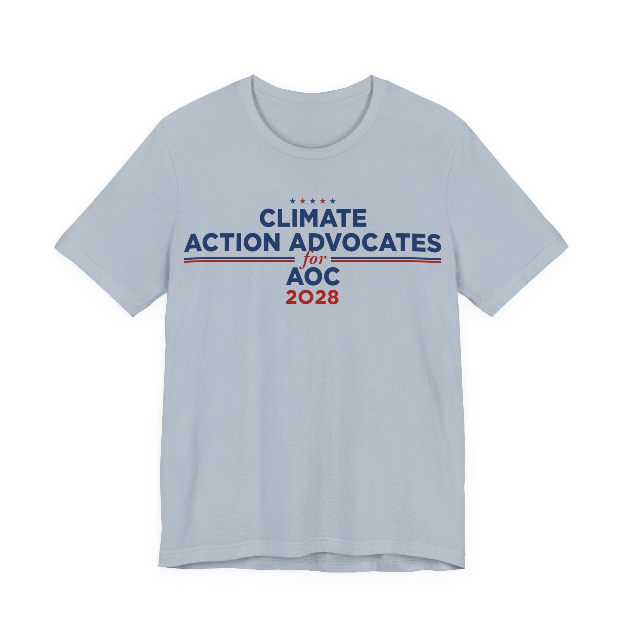 Climate Action Advocates for AOC 2028 T-Shirt | Bella+Canvas 3001 Political Graphic Tee