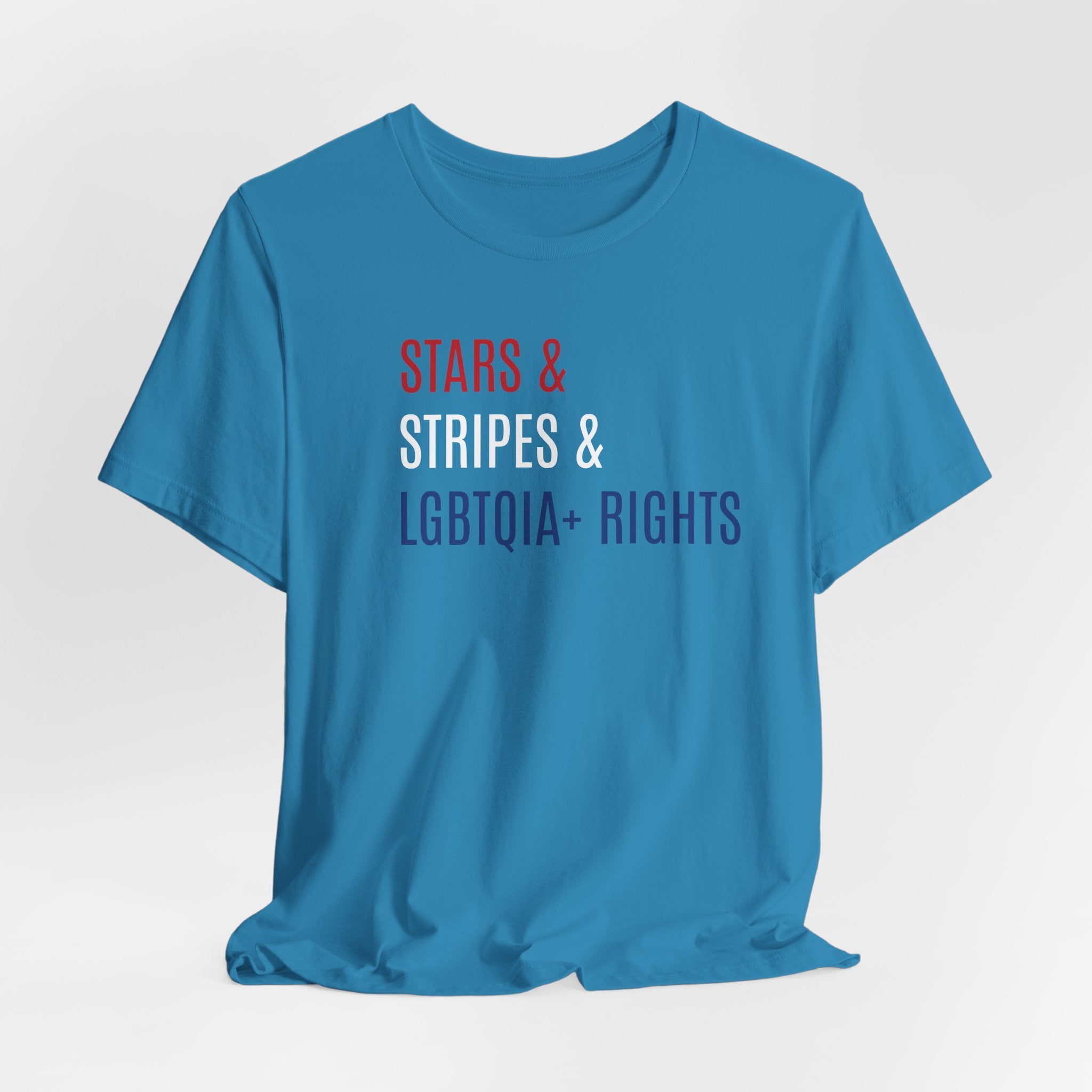 Stars, Stripes, LGBTQIA+ Rights Unisex T-Shirt - Red White Blue Patriotic Shirt - Gay Trans Non-Binary Progressive Shirt