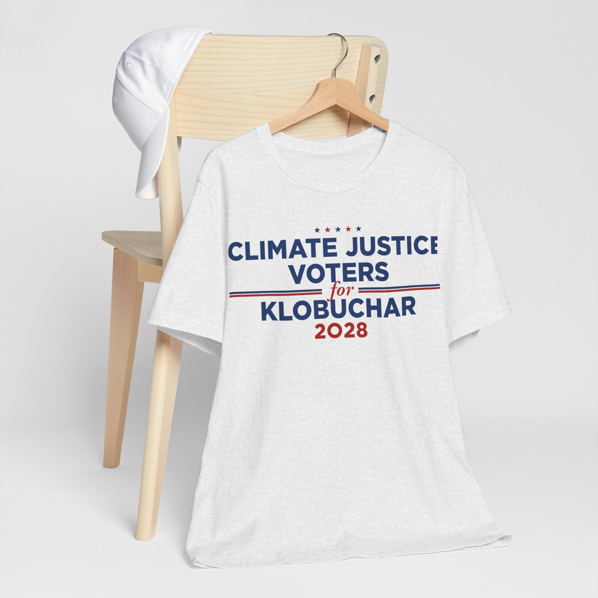 Climate Justice Voters for Klobuchar 2028 T-Shirt | Bella+Canvas 3001 Political Graphic Tee