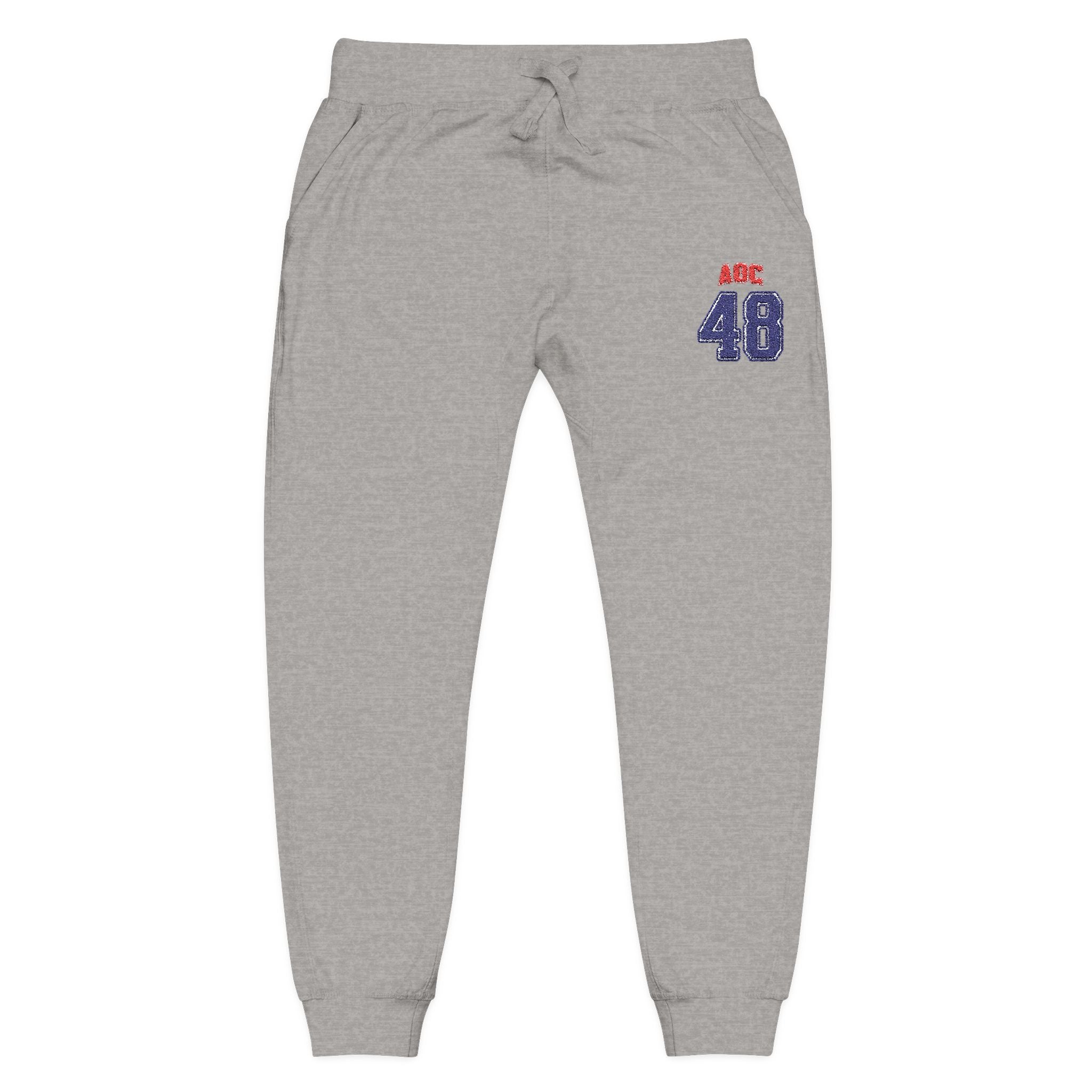 Embroidered Team AOC for 48th President Fleece Sweatpants — Casual Cozy Joggers