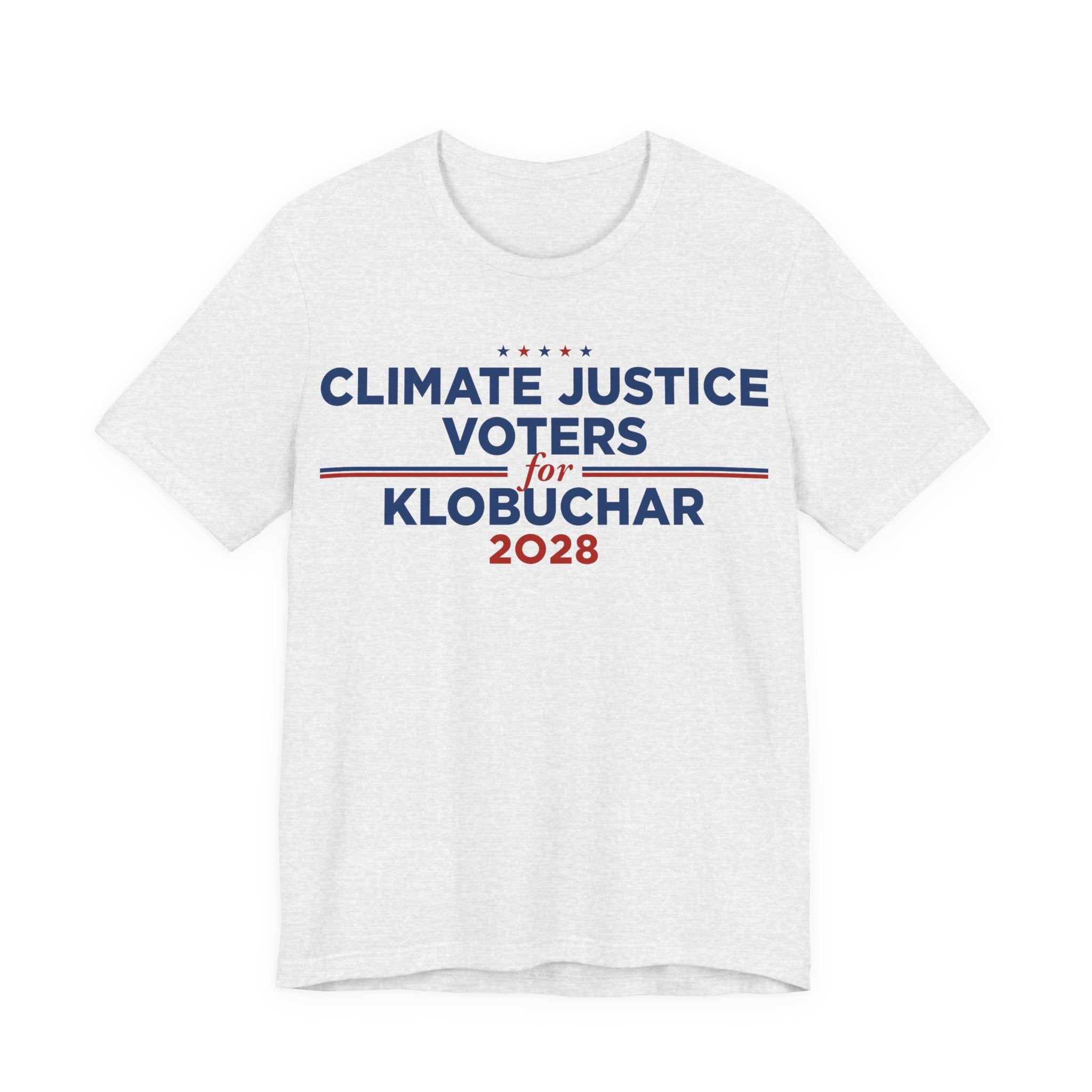 Climate Justice Voters for Klobuchar 2028 T-Shirt | Bella+Canvas 3001 Political Graphic Tee