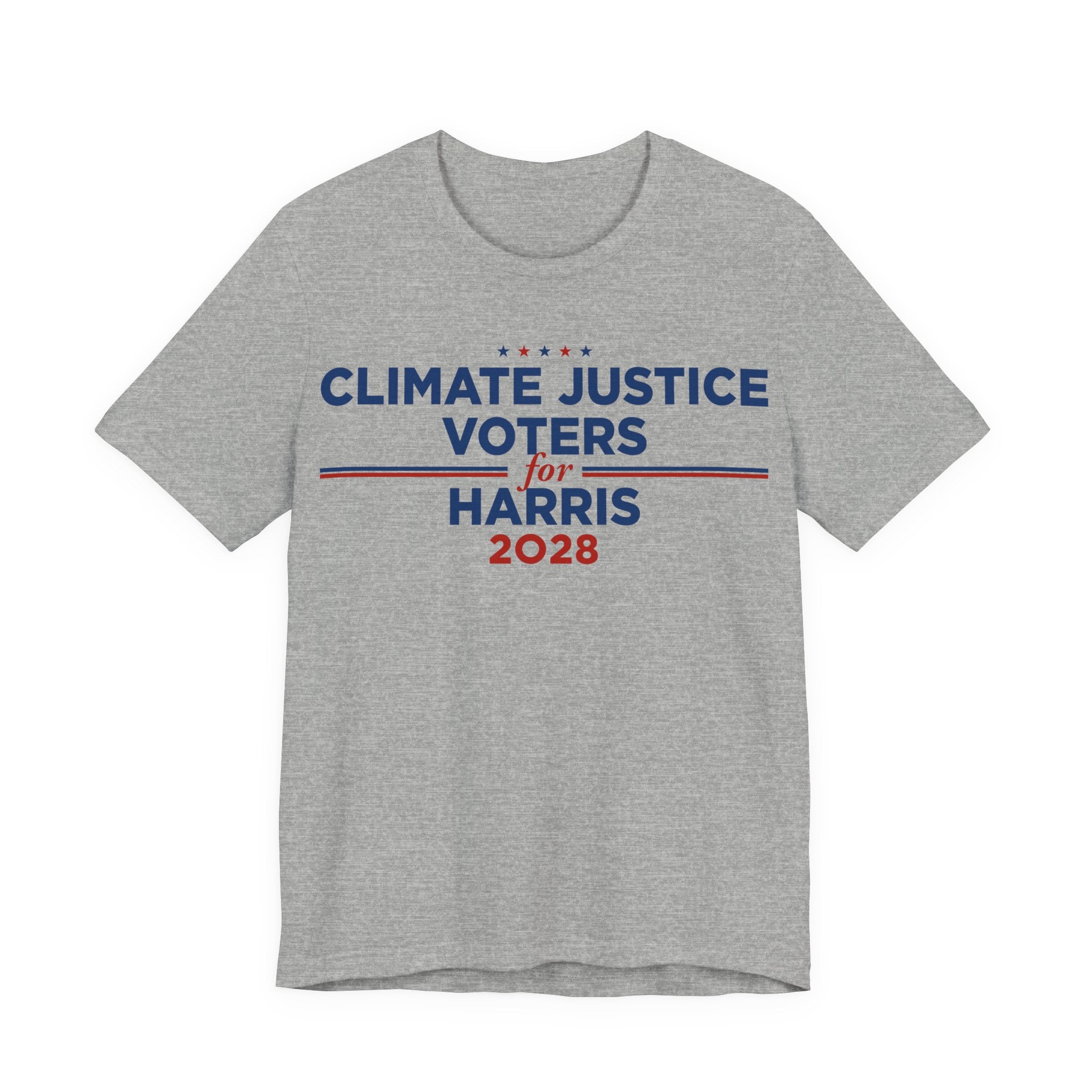 Climate Justice Voters for Harris 2028 T-Shirt | Bella+Canvas 3001 Political Graphic Tee