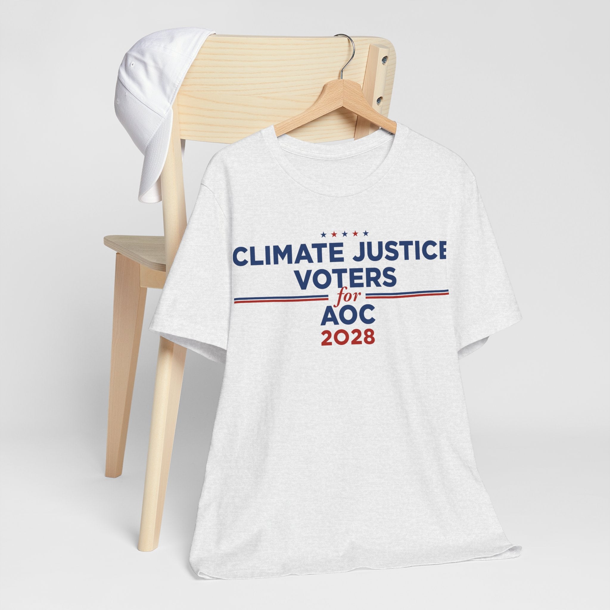 Climate Justice Voters for AOC 2028 T-Shirt | Bella+Canvas 3001 Political Graphic Tee
