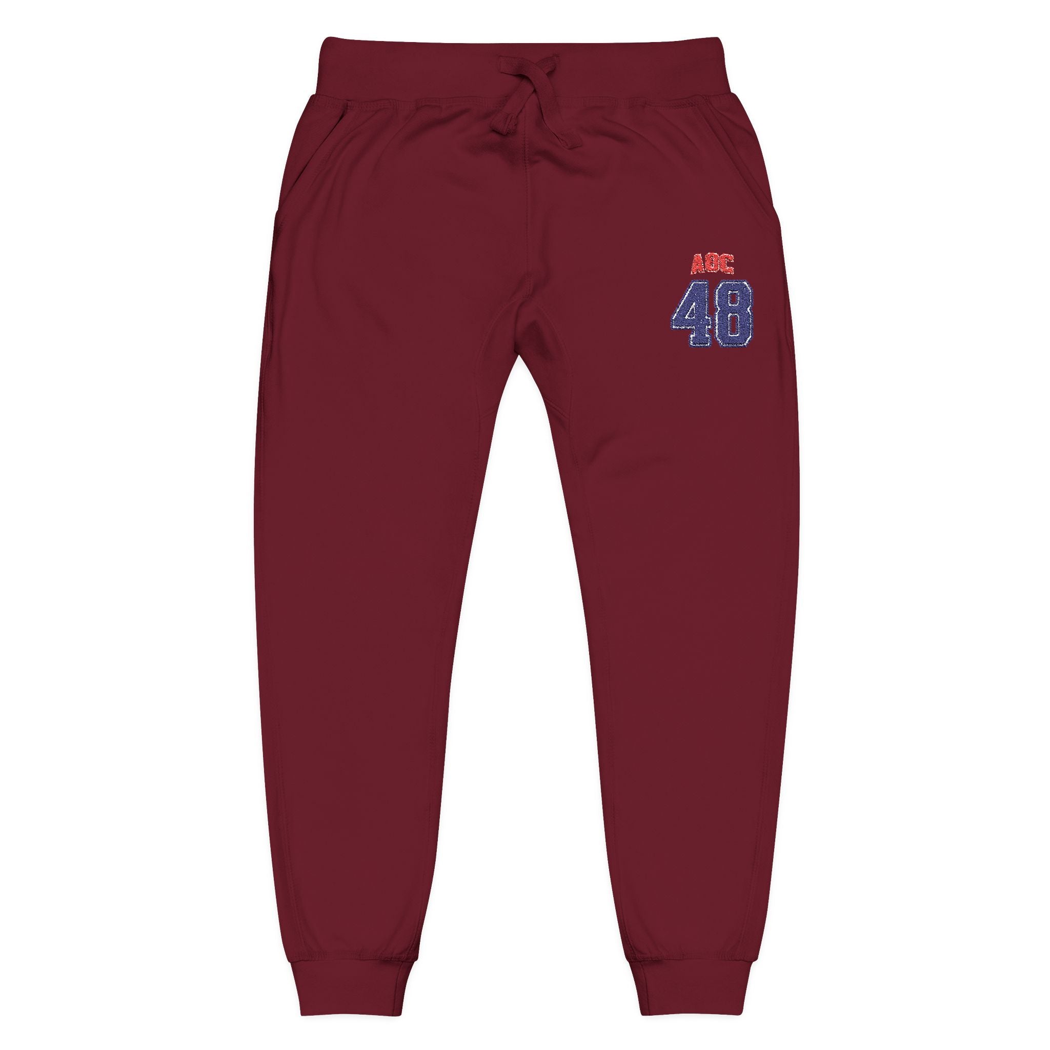 Embroidered Team AOC for 48th President Fleece Sweatpants — Casual Cozy Joggers