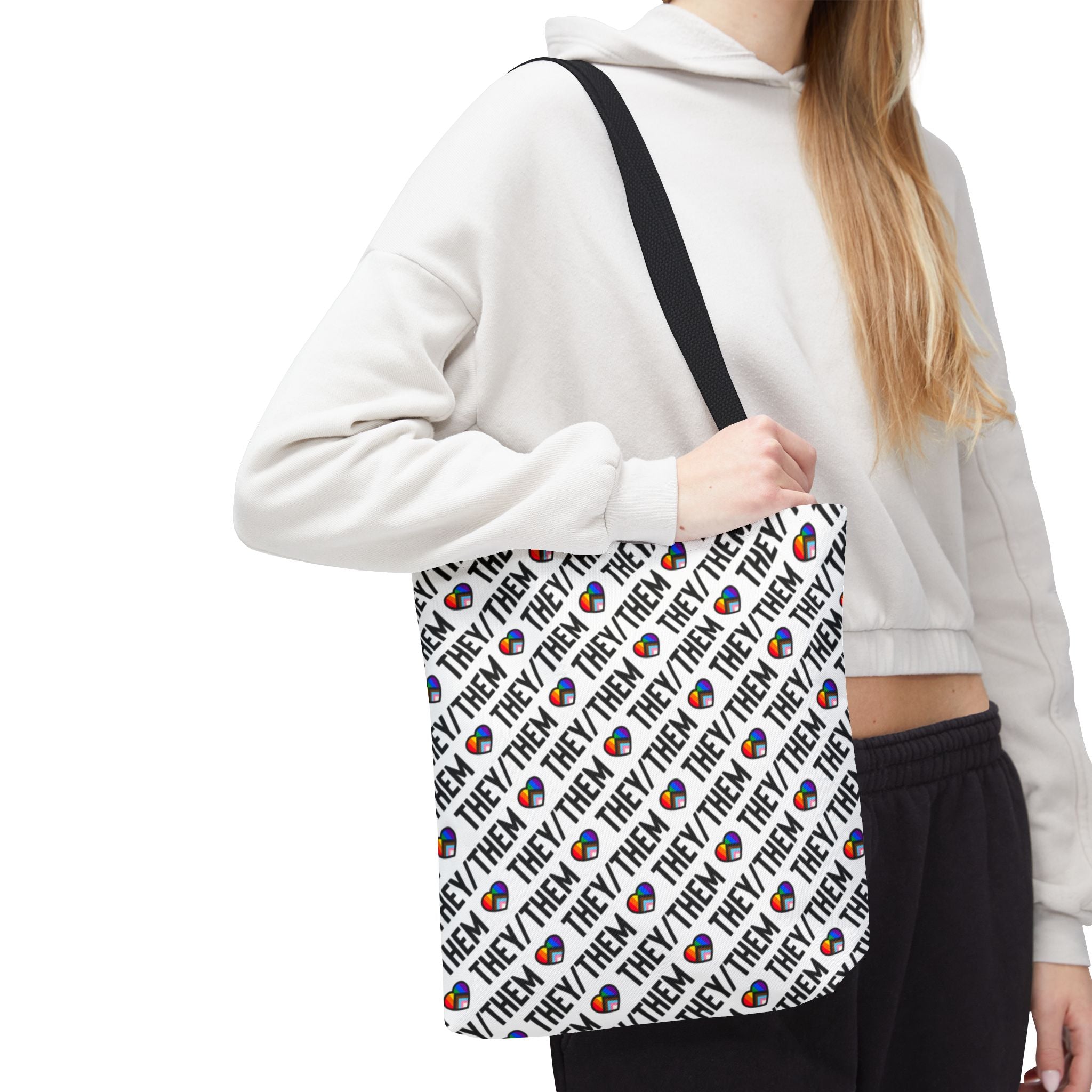 They/Them Pride Pattern Tote Bag | All-Over Print Pronoun Carryall