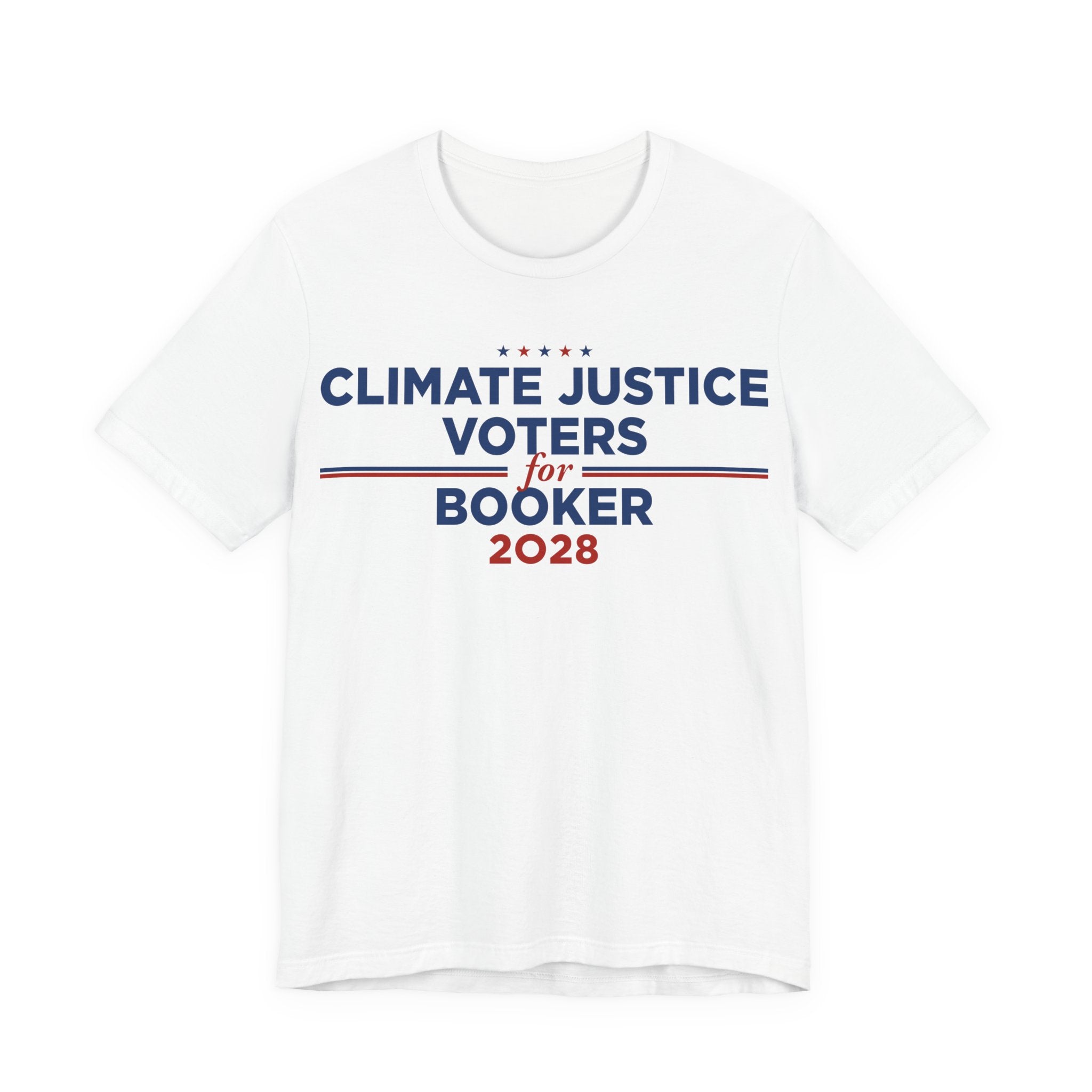 Climate Justice Voters for Booker 2028 T-Shirt | Bella+Canvas 3001 Political Graphic Tee