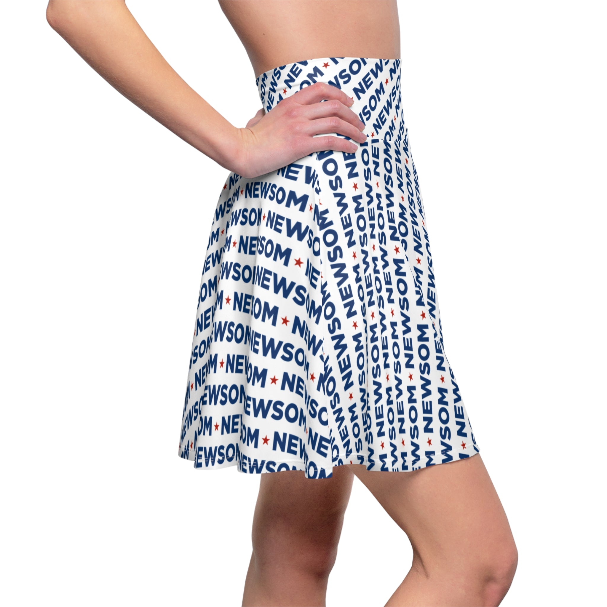 Gavin Newsom Skater Skirt – Political Graphic High-Waisted Circle Skirt for Progressive Style